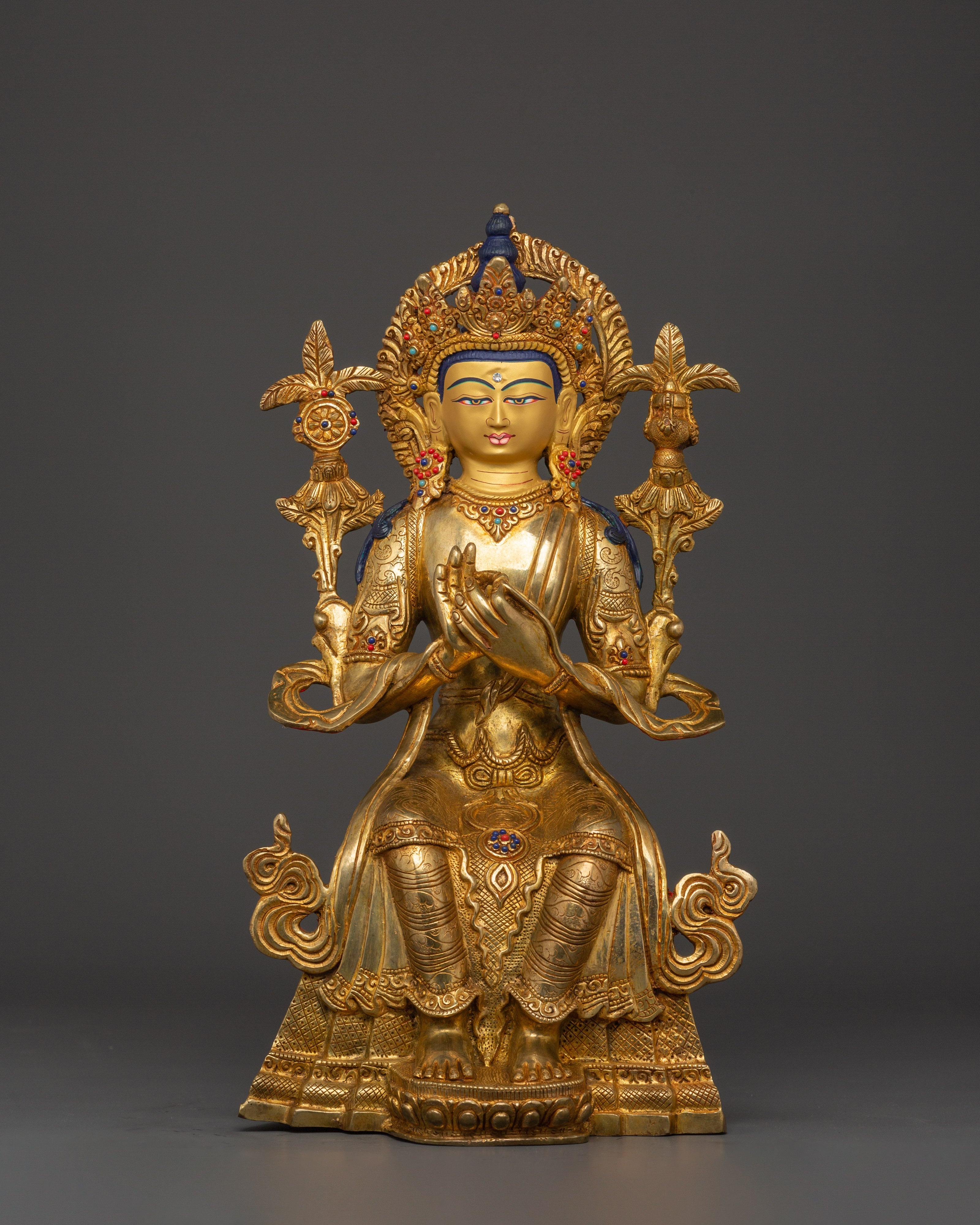 maitreya-buddha-gold-plated-copper-statue