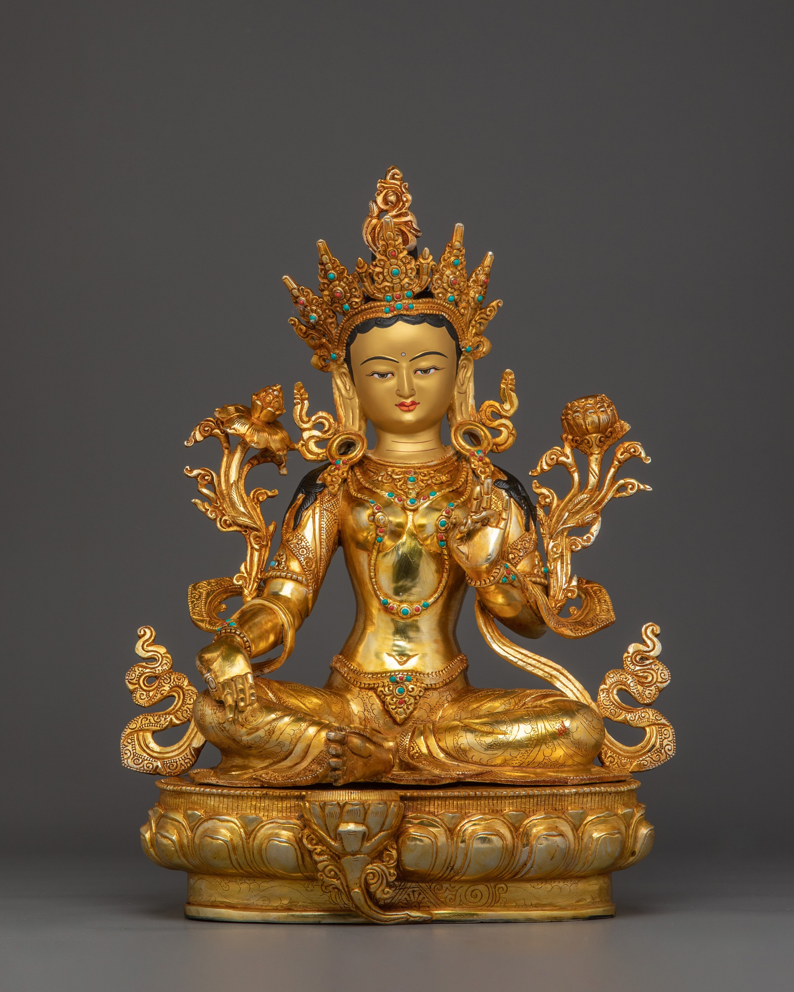 Green Tara with Gemstones for Altar