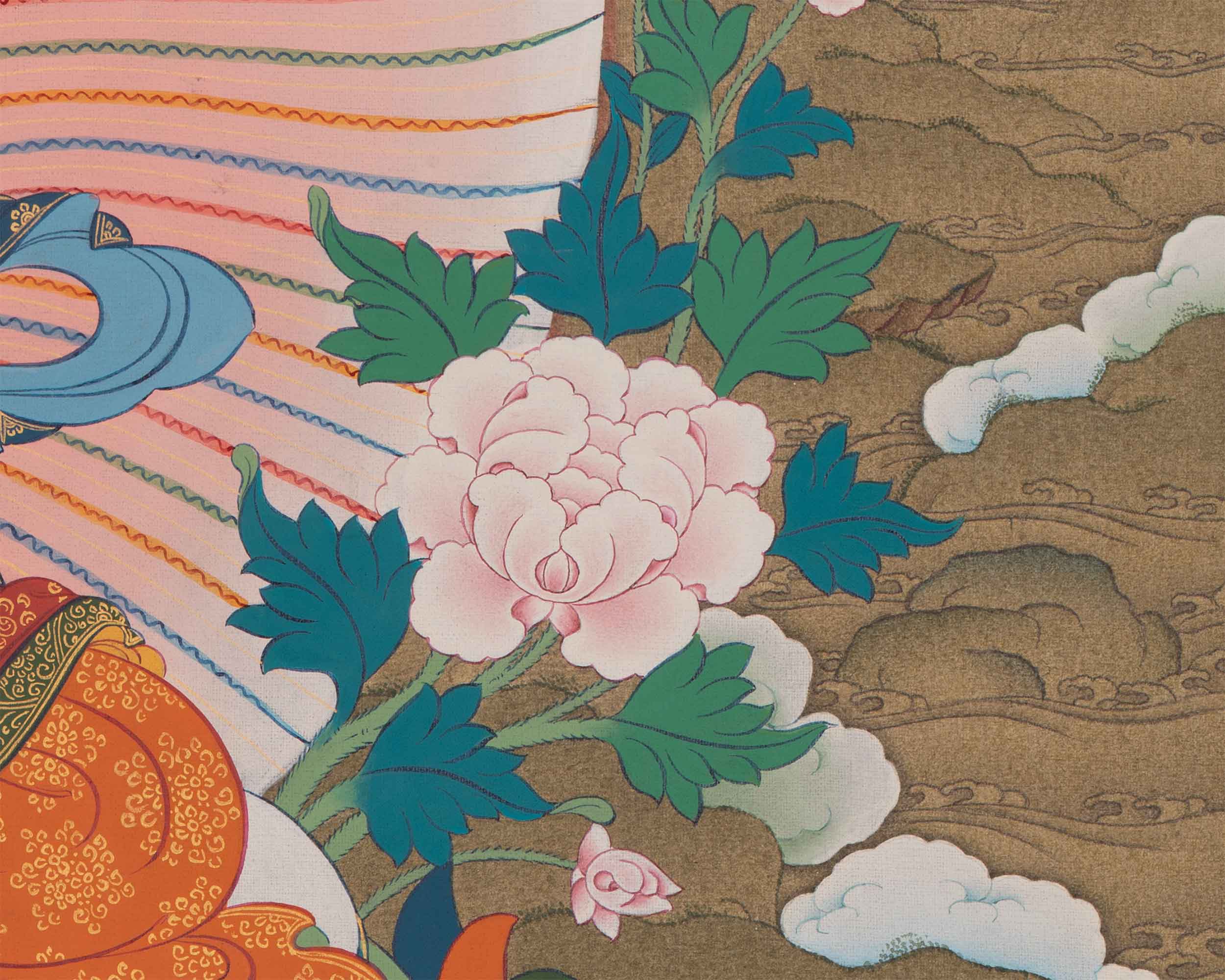 Explore The Compassion With Manjushree Thangka Print | Bodhisattva Artwork