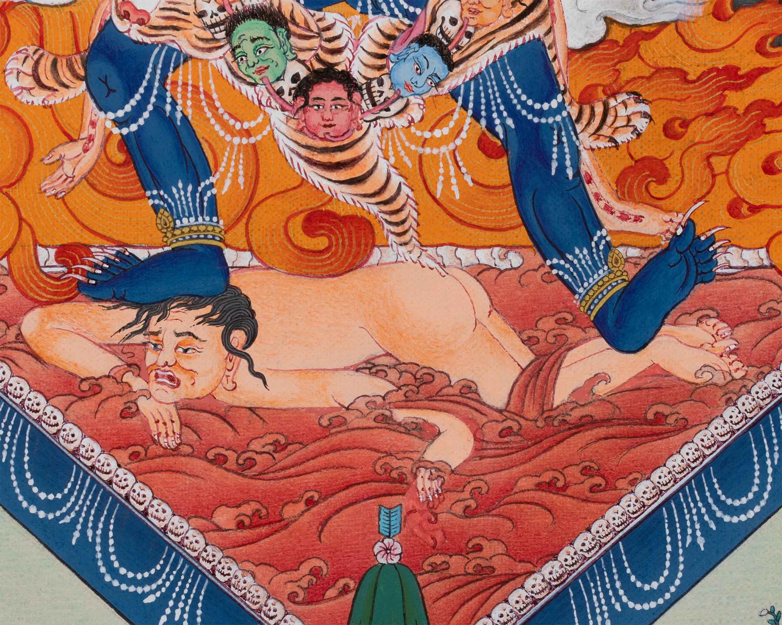 Traditional Ekajati Thangka | Handpainted Wrathful Deity Art | Wall Hanging Decor