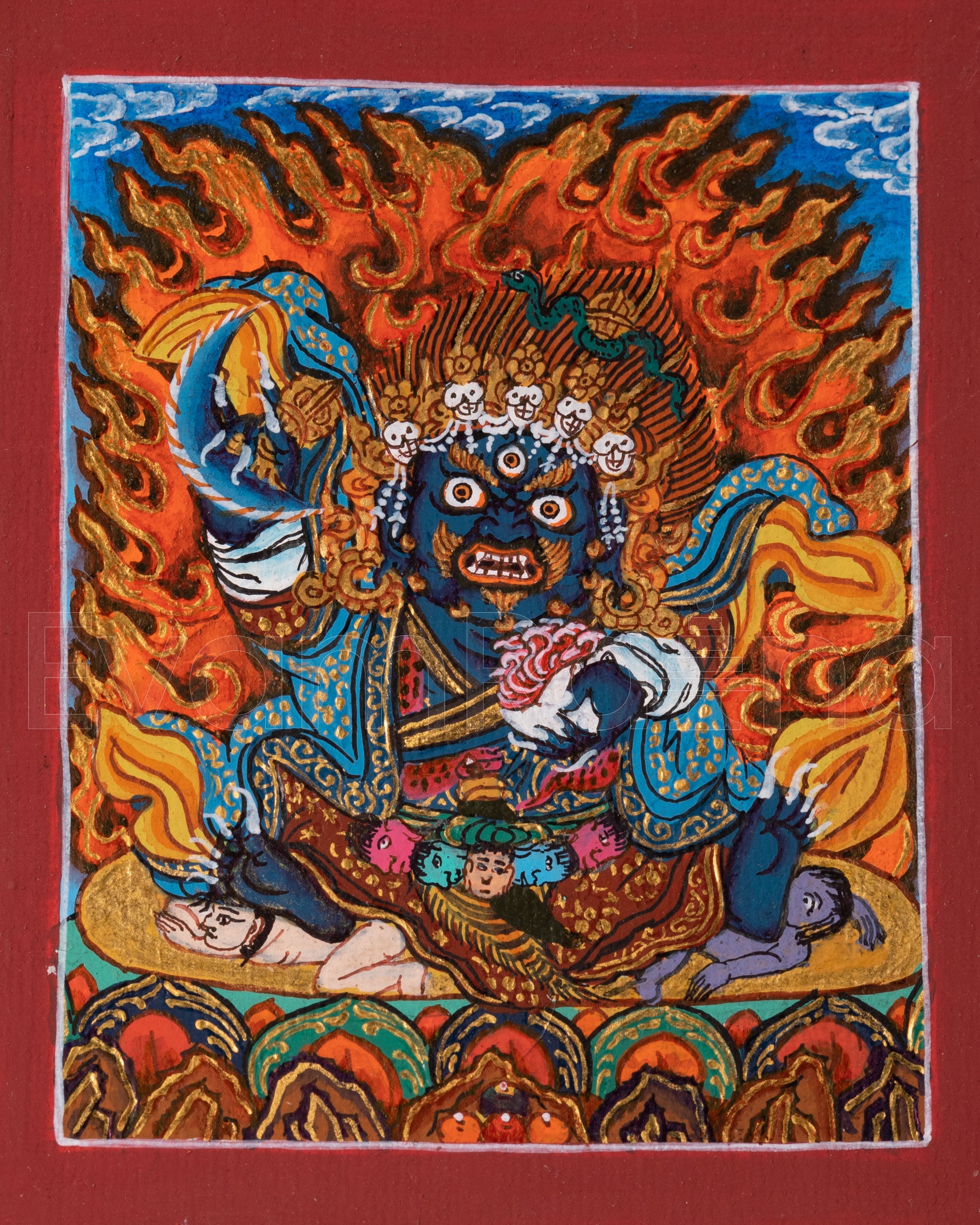 Mahakala Bergachen Thangka for Locket