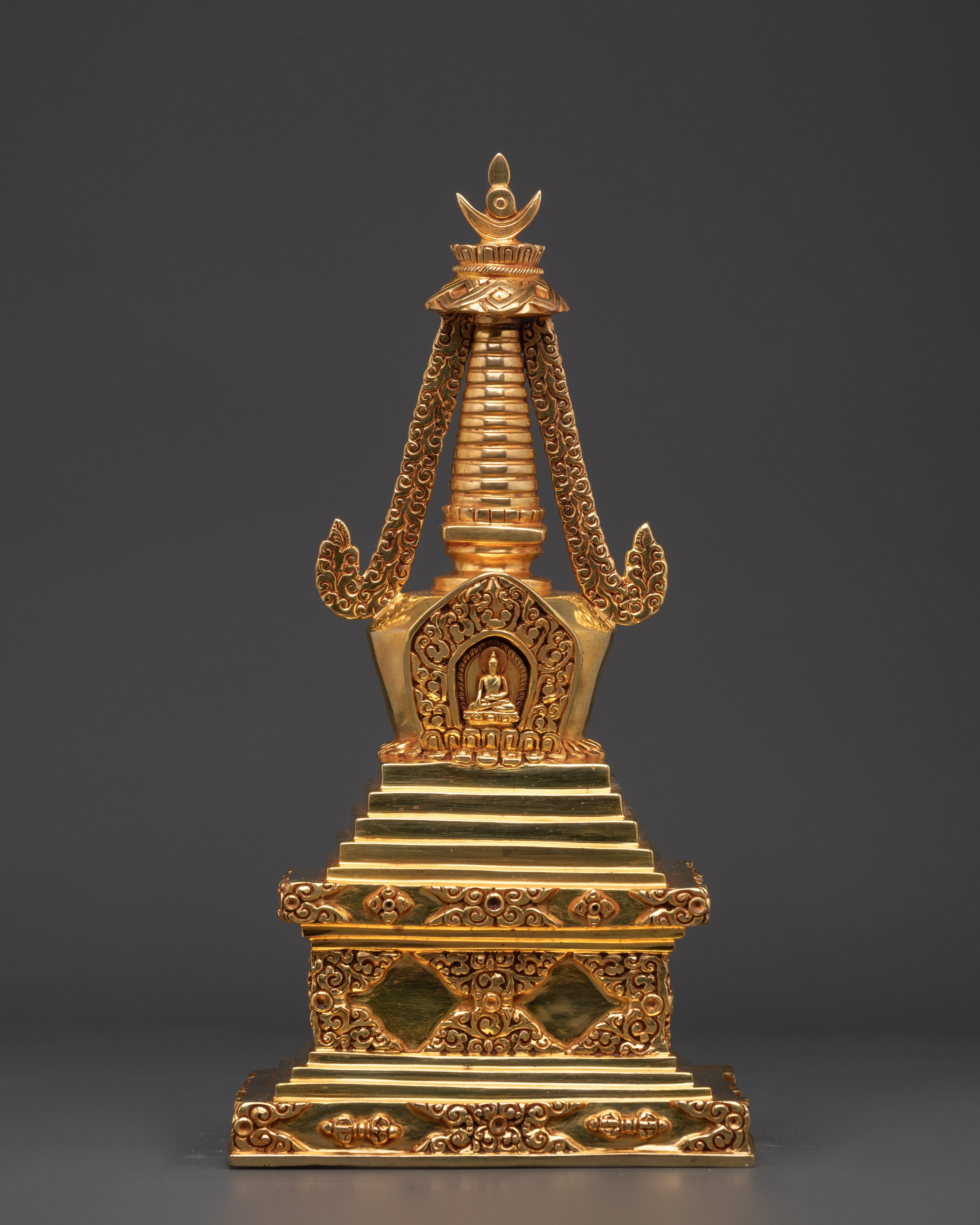 Handcrafted Golden Buddhist Stupa