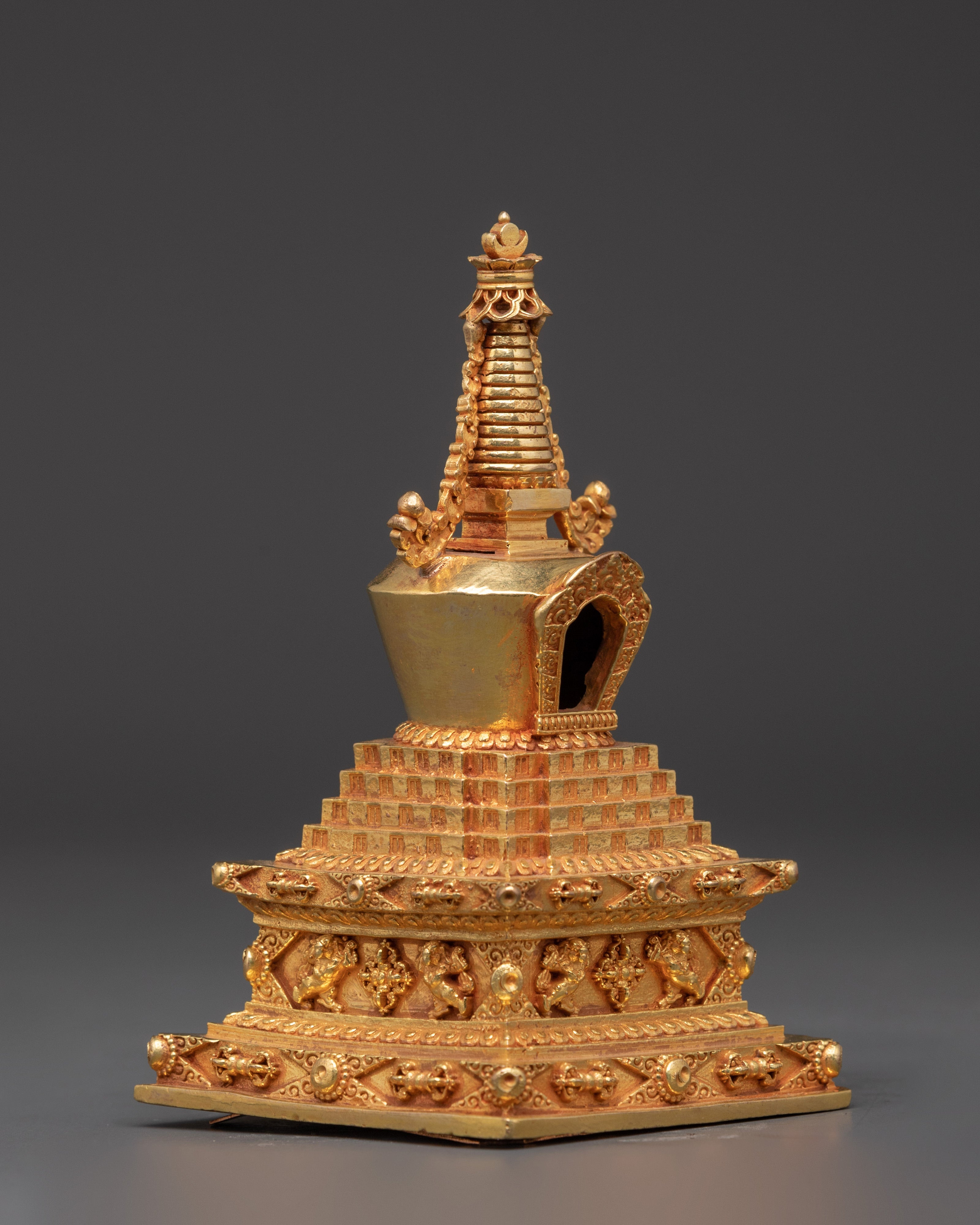 Buddhist Gold Plated Shrine | Sacred Copper Altar Decoration