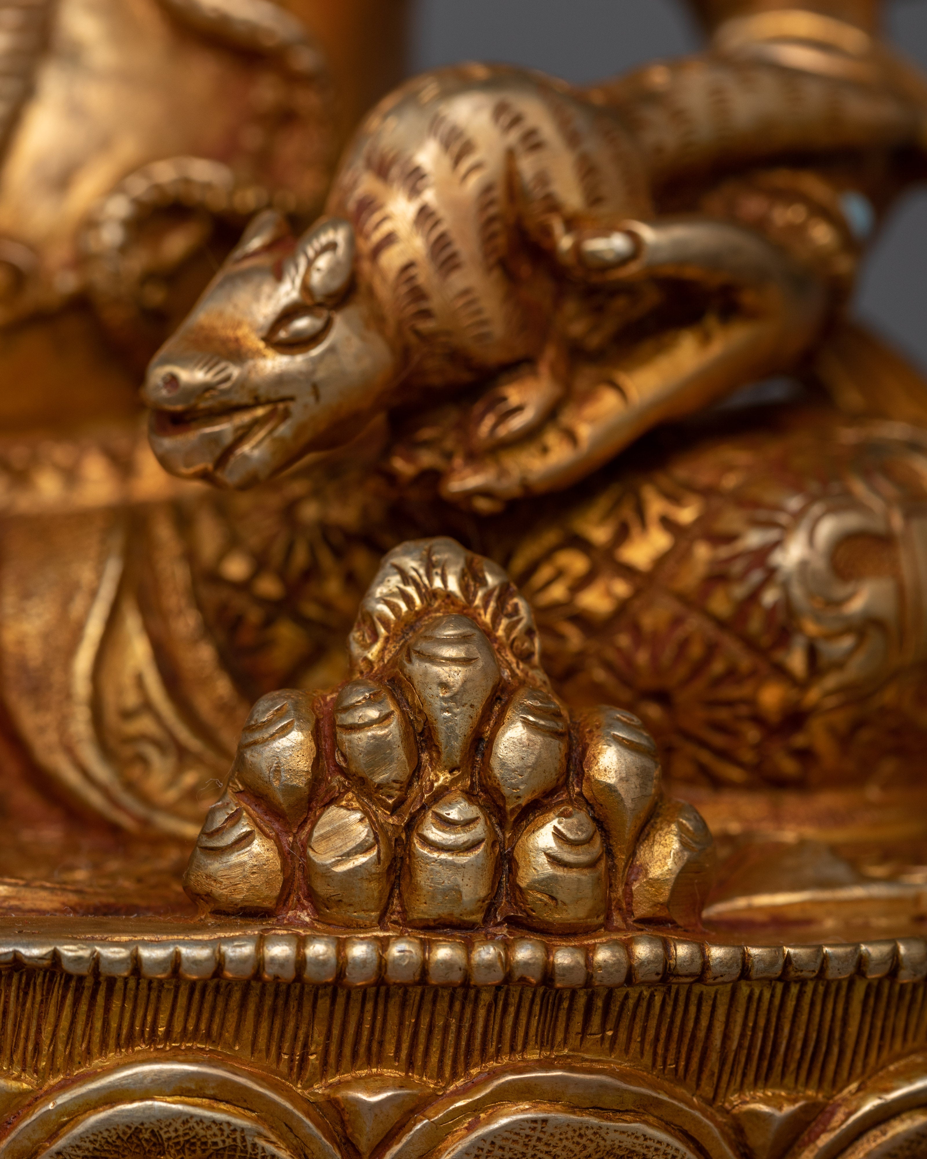 Jewels Deity Dzambhala Gold-Gilded Statue | Embodiment of Wealth and Prosperity