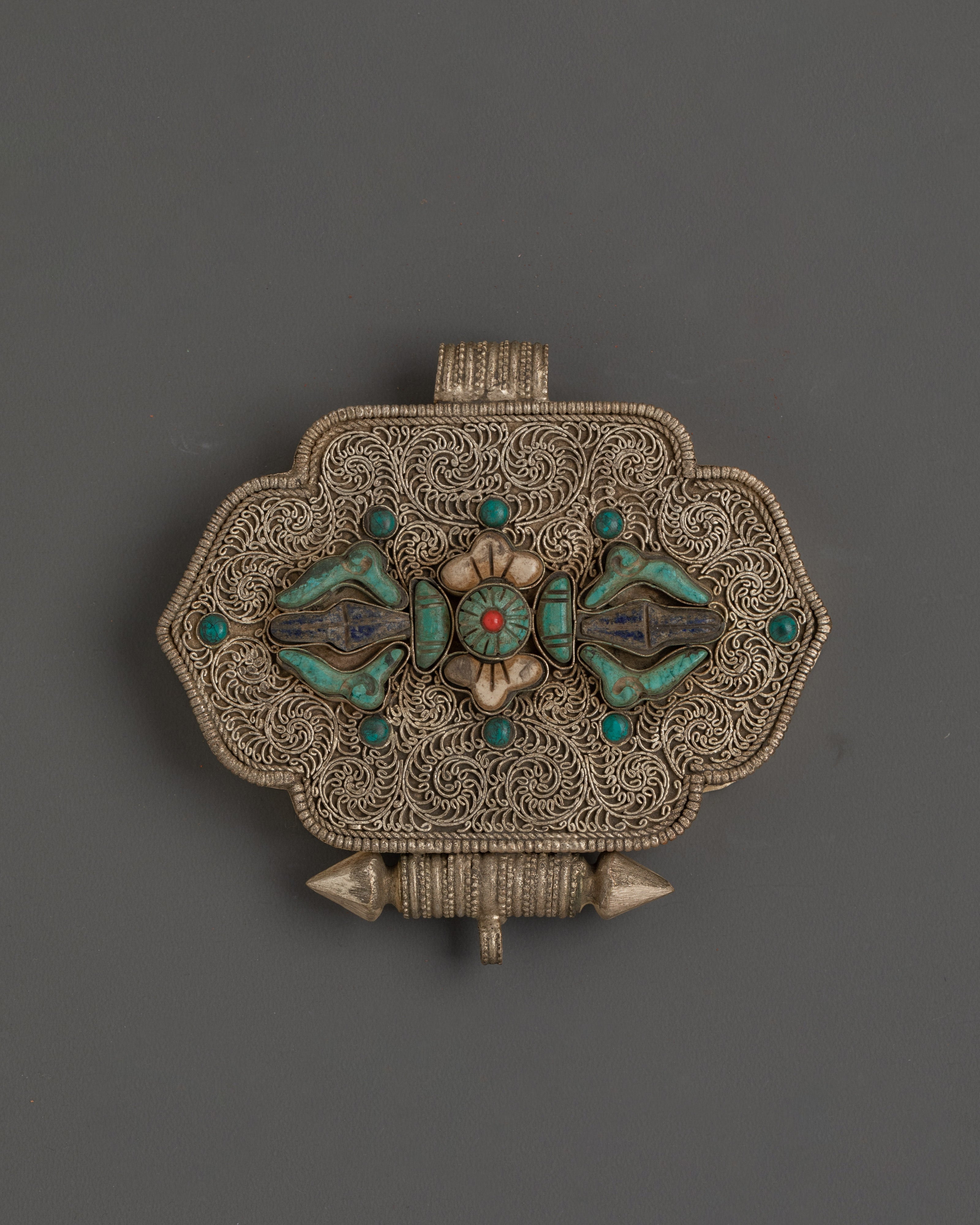 Sacred Tibetan Ghau Box with Turquoise