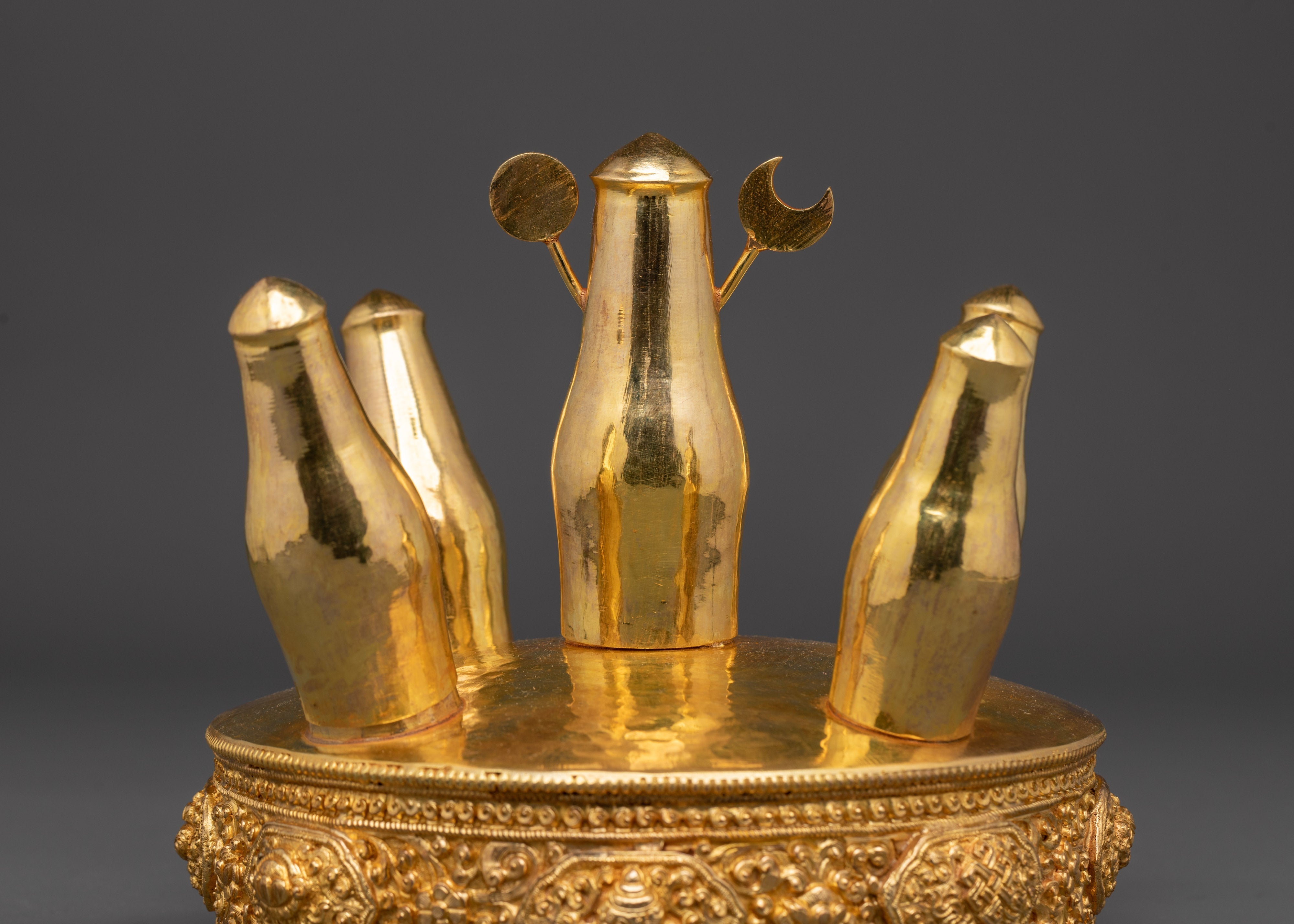 Buddhist Ritual Torma Offering | Gold Plated Copper Torma for Vajrayana Practices