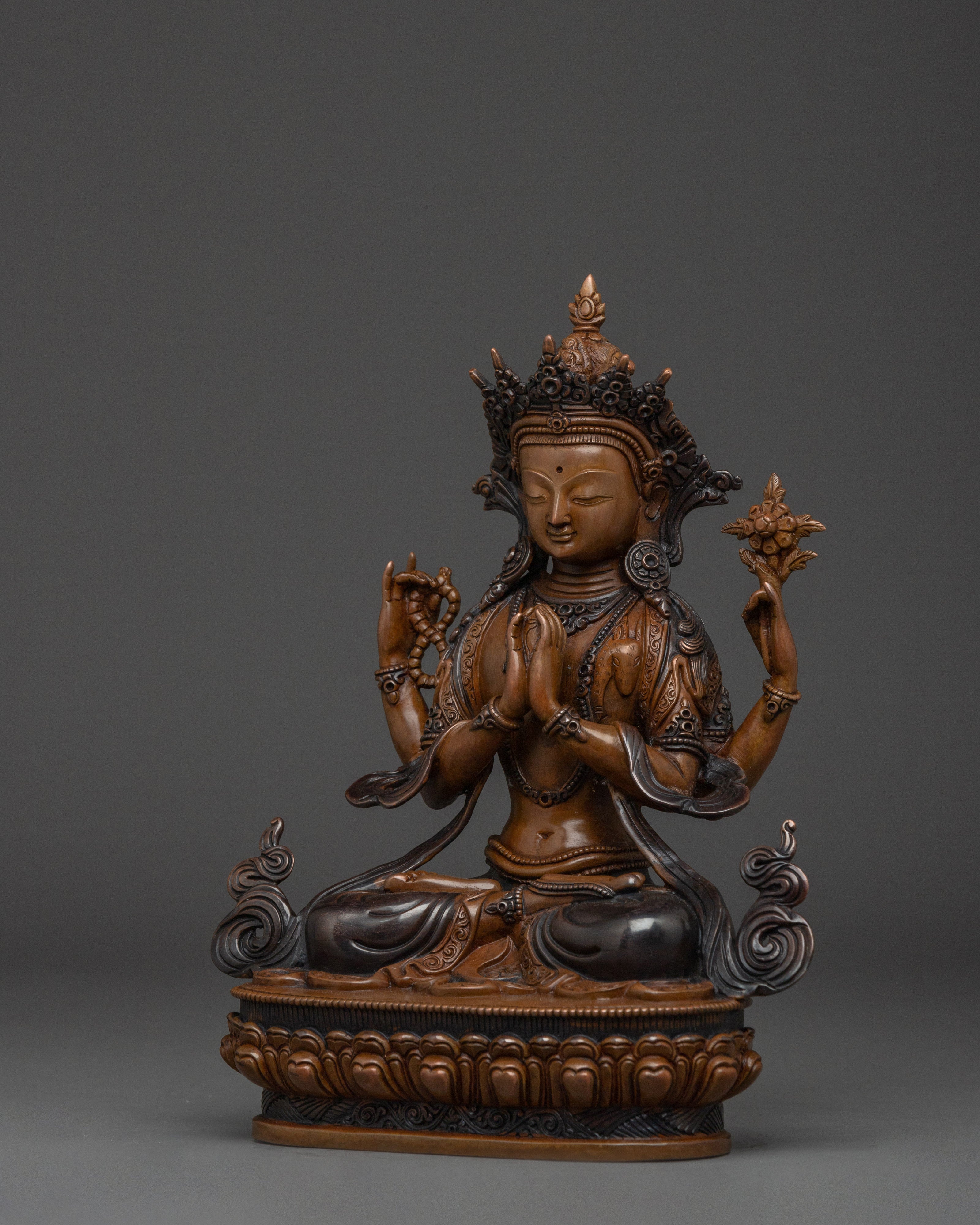 Handcrafted Buddha Statue of Chenrezig | Protector and Healer in Tibetan Buddhism
