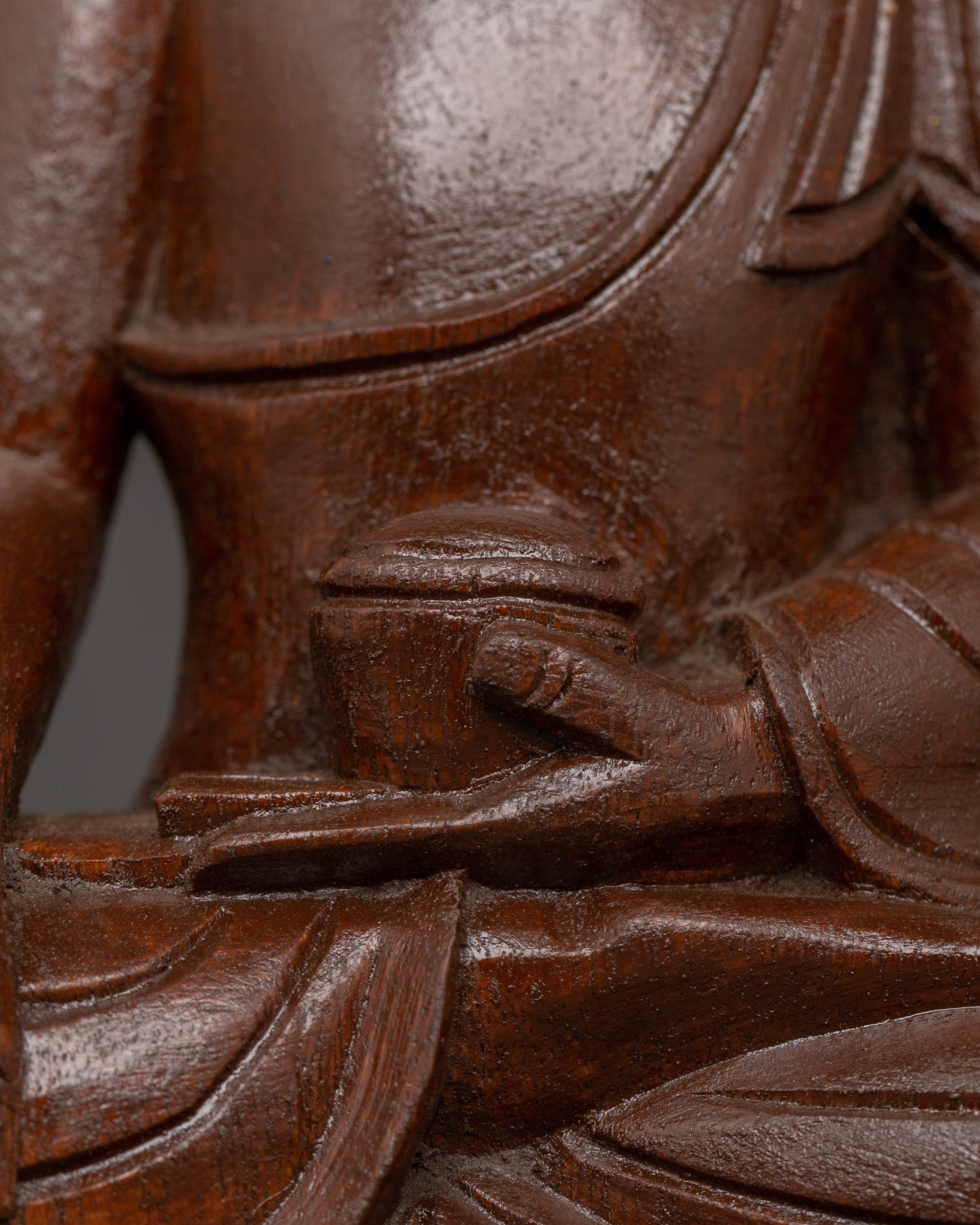 Shakyamuni Buddha Wood Statue | Handcrafted Buddhist Meditation Figurine