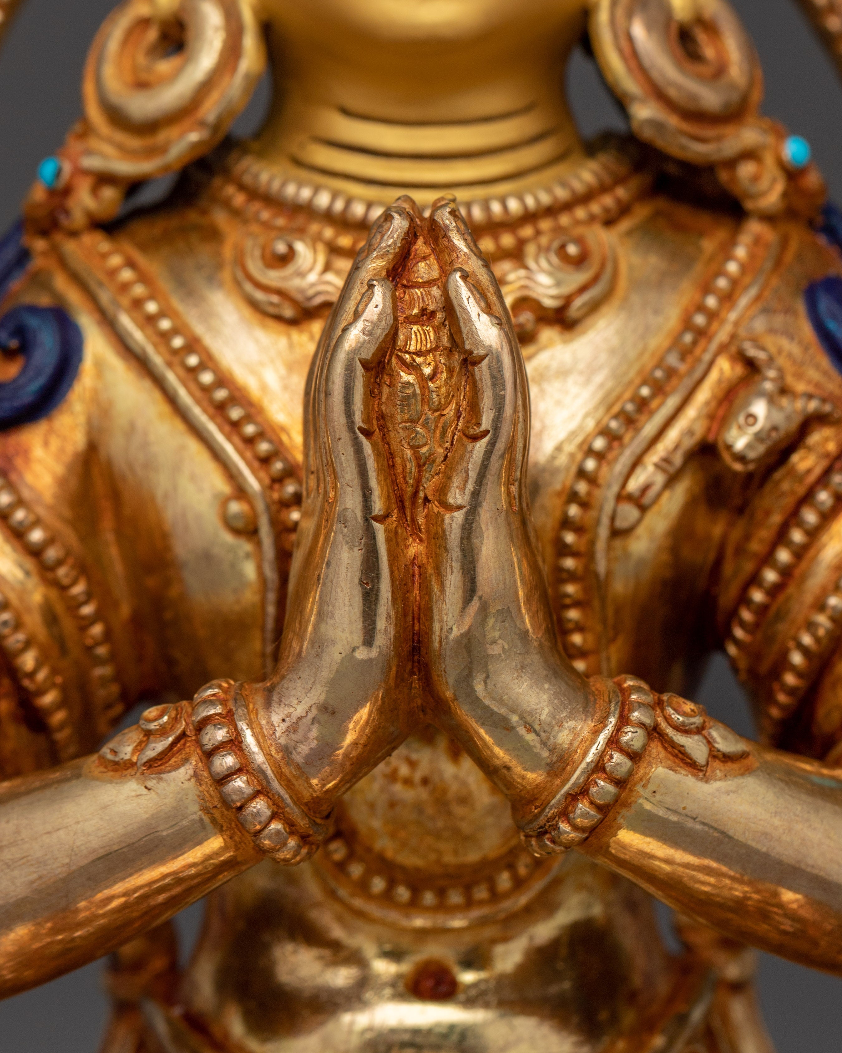 24K Gold Gilded Copper Avalokiteshvara Sculpture | A symbol of infinite compassion