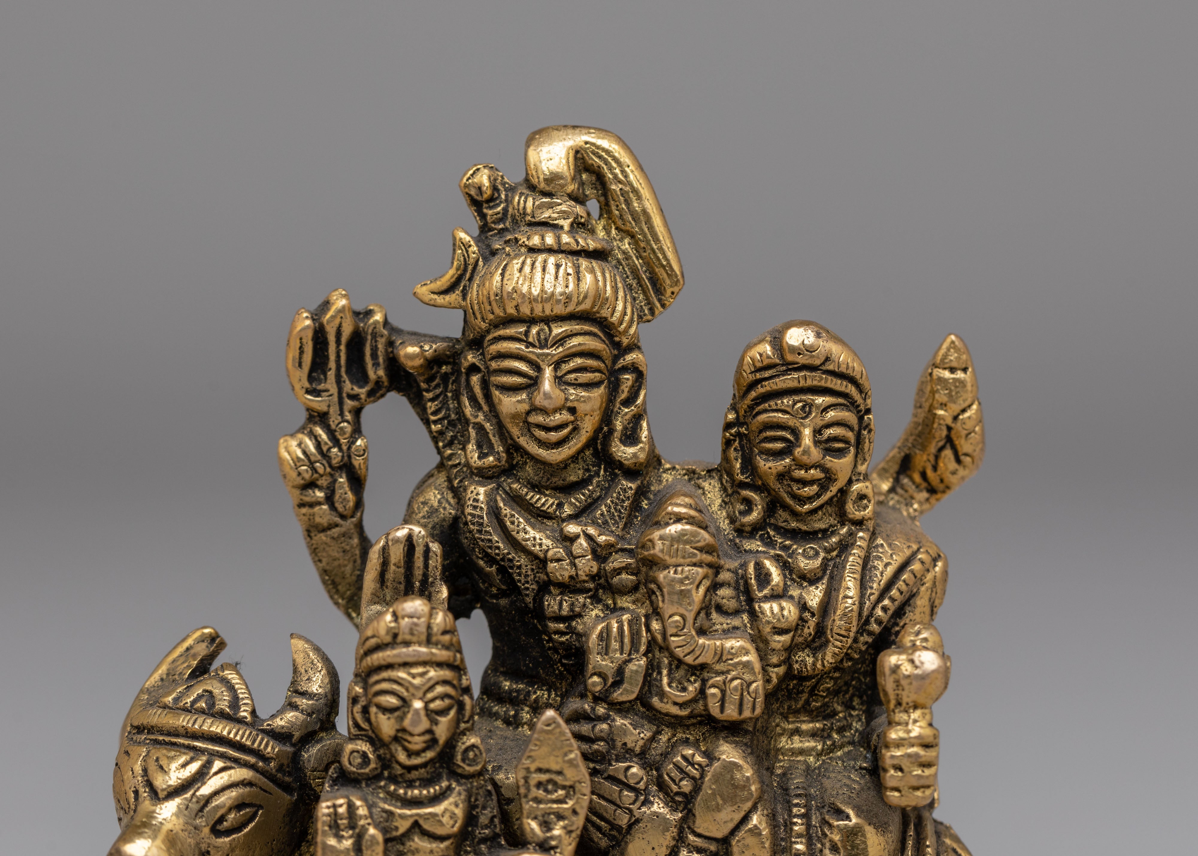 Sacred Shiva Family Statue | Divine Hindu Deity Sculpture