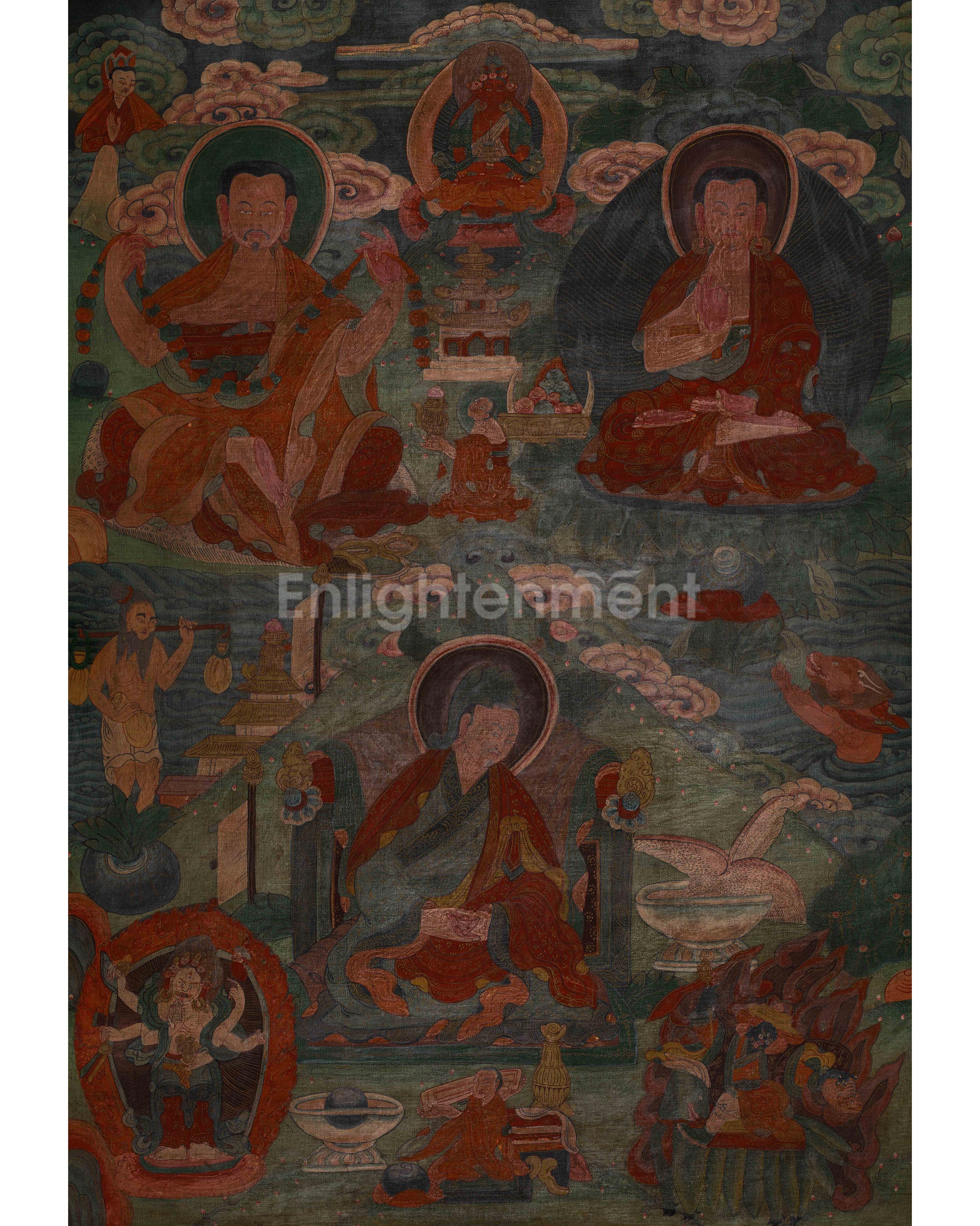 Historic Tibetan Buddhist Masters Artwork | Vintage Collectible