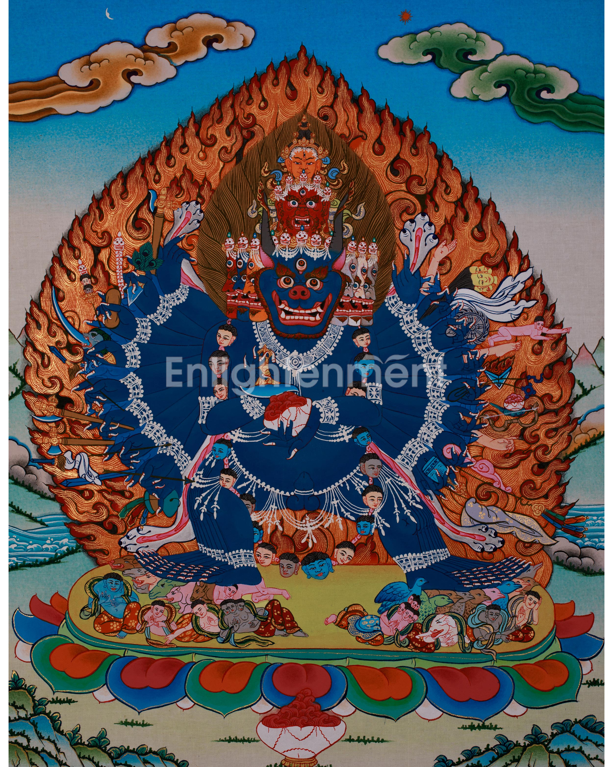 Wrathful Yamantaka Thangka | Tibetan Buddhist Protector