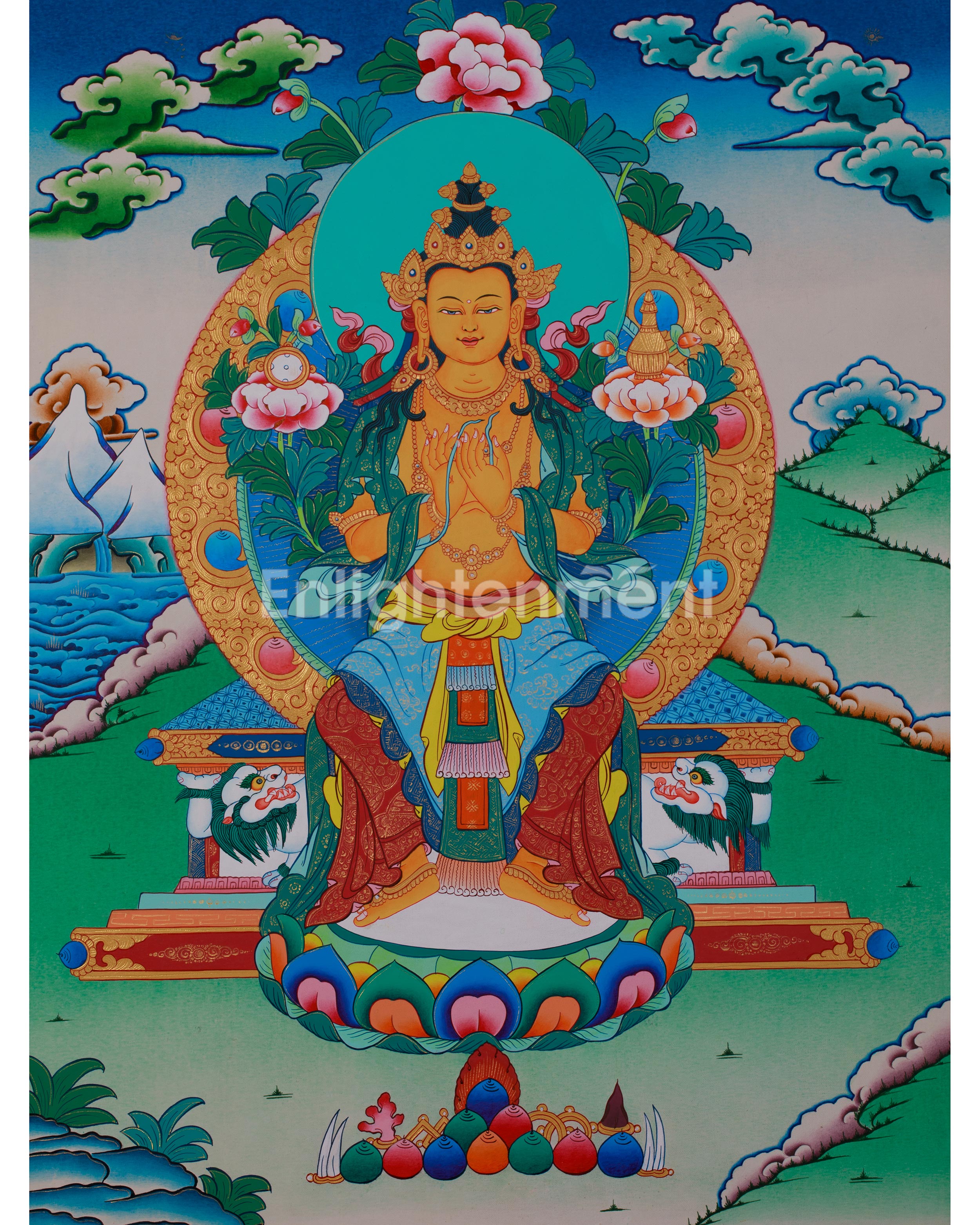 Hand-Painted Maitreya Buddha Art | Symbol of Future Enlightenment and