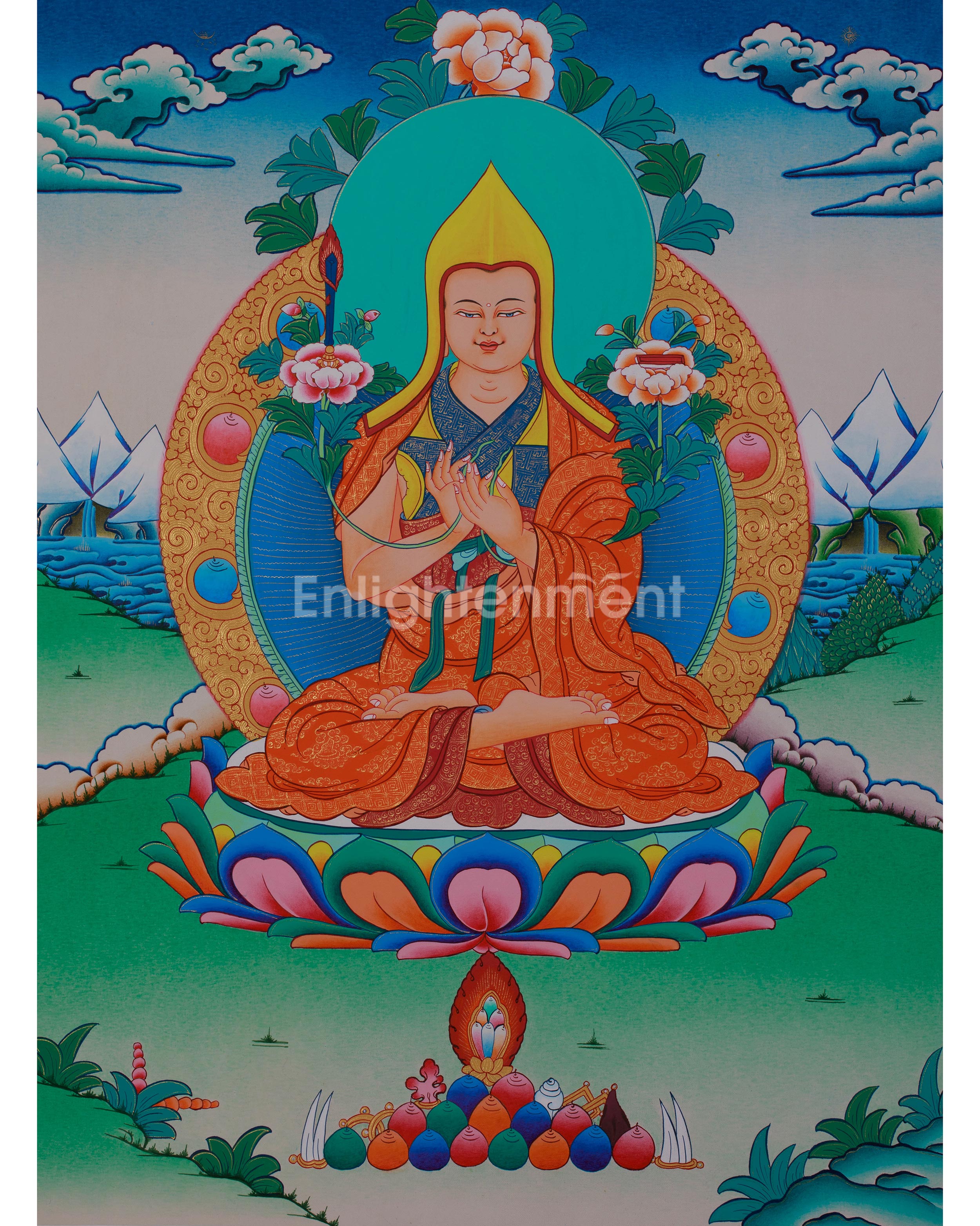 Tsongkhapa Lobzang Drakpa Thangka | Tibetan Buddhist Master