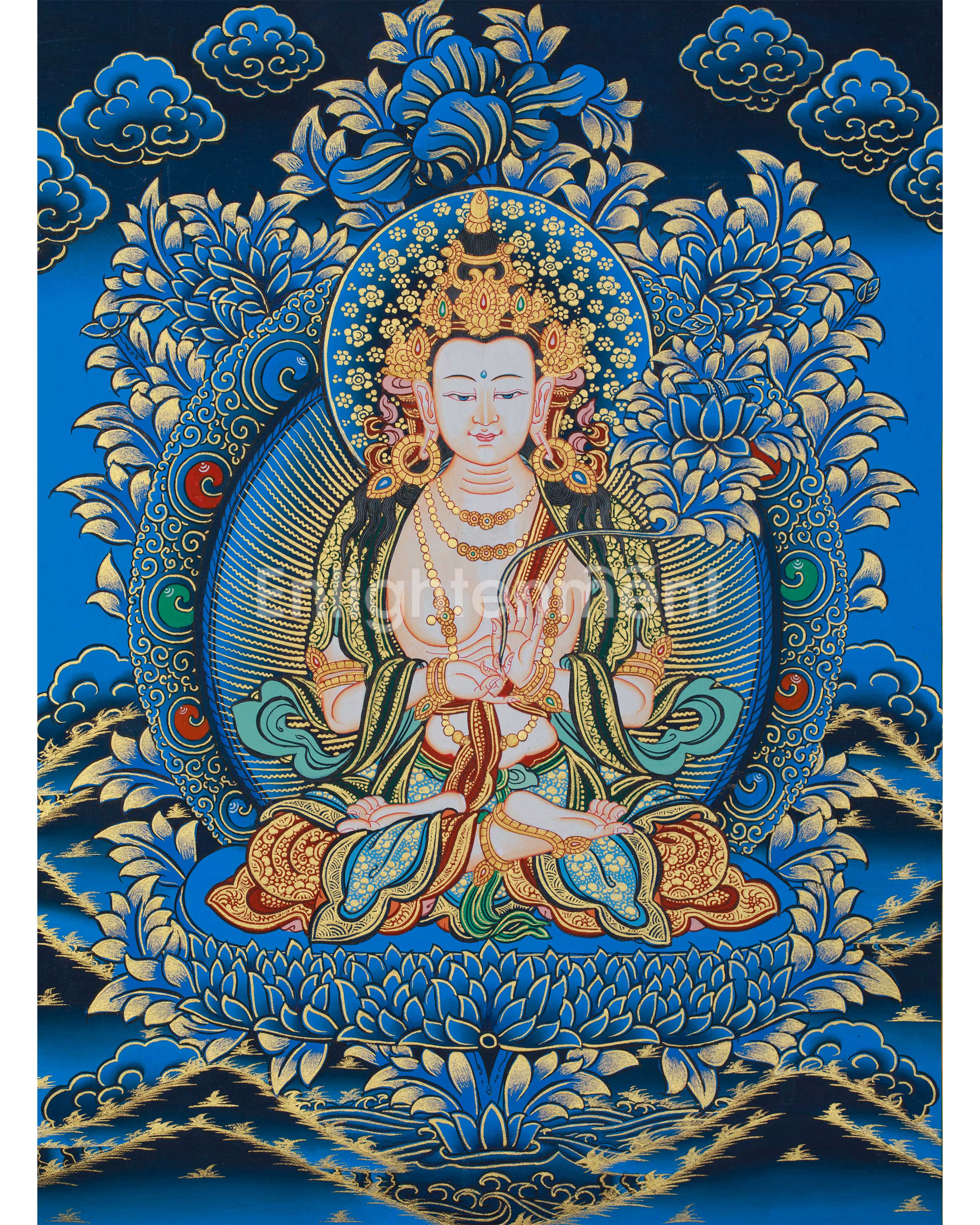 Jnanasattva Manjushri Thangka | A Sacred Tibetan Art of Wisdom & Enlightenment