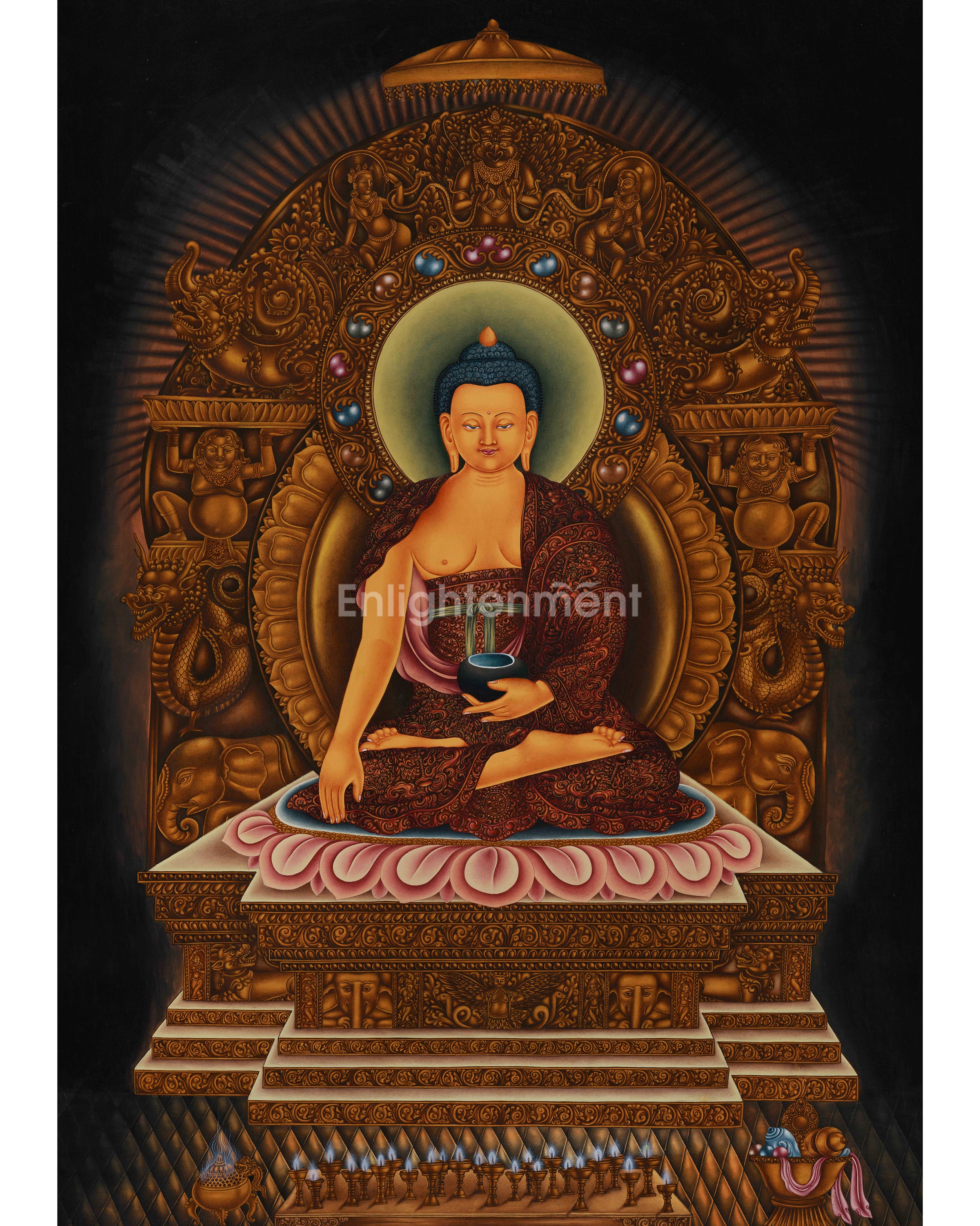 Majestic Gotama Buddha Artwork | Realistic Paubha Style Buddha