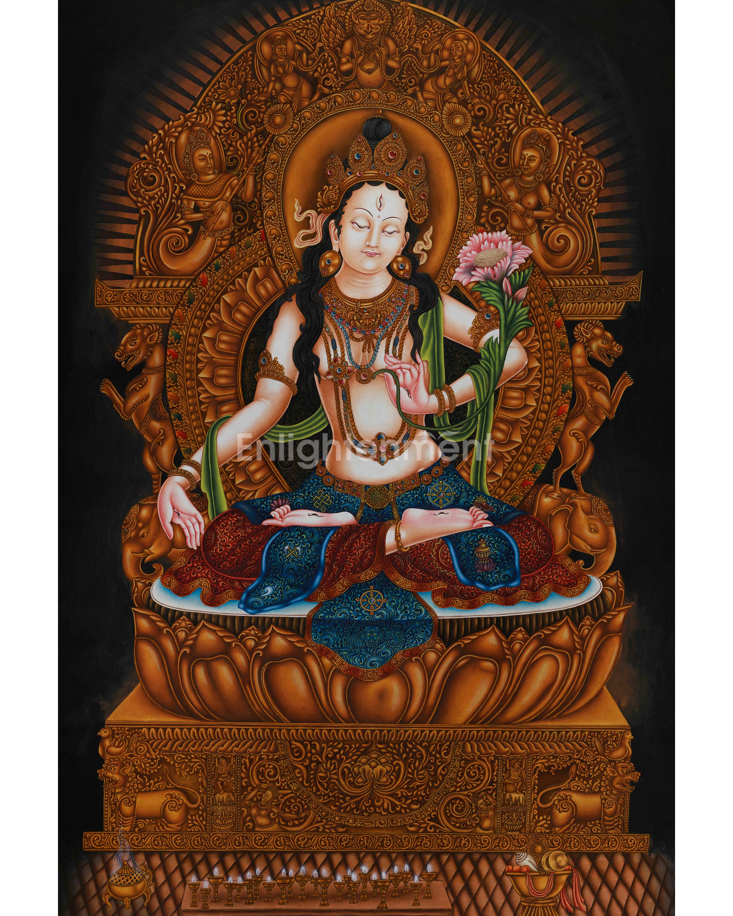 Authentic Paubha Style White Tara | Traditional Healing Art for Long Life