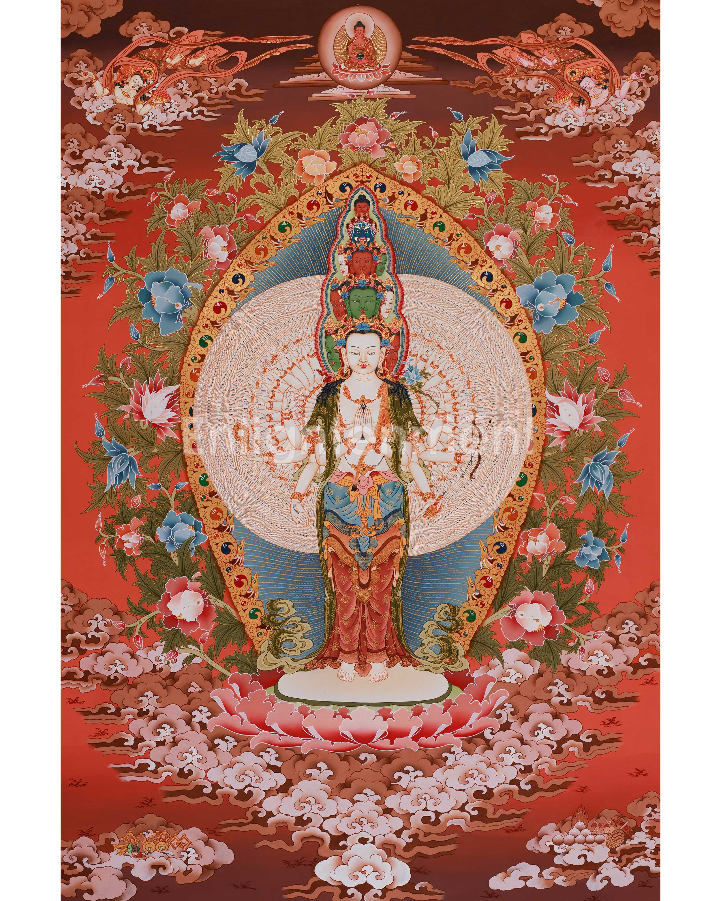 Compassion Buddha of 1000 Hands, Avalokiteshvara Thangka | Compassion & Divine Protection
