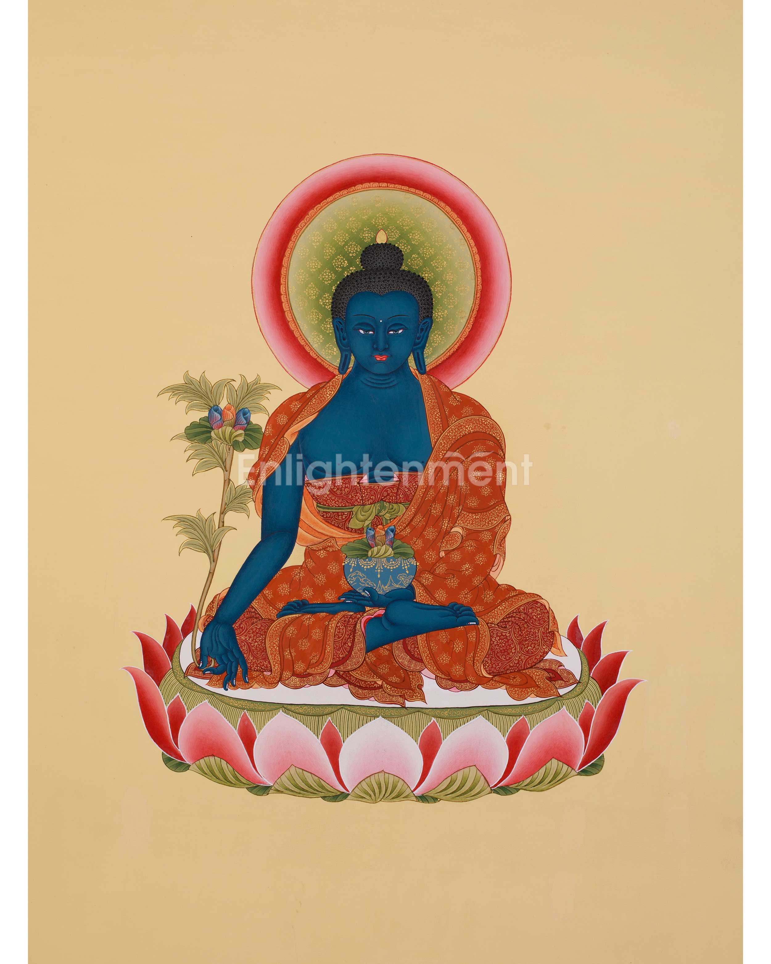 Blue Healing Buddha Thangka | Medicine Buddha Bhaisajyaguru