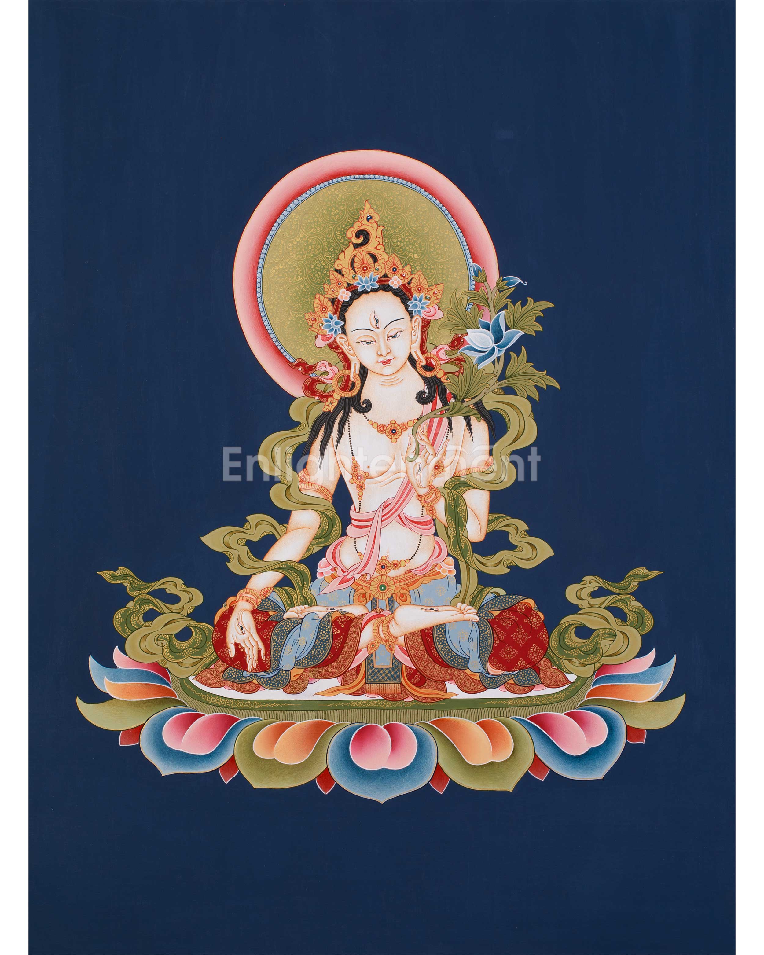 White Tara Blessing Thangka | Sacred Goddess of Healing & Longevity