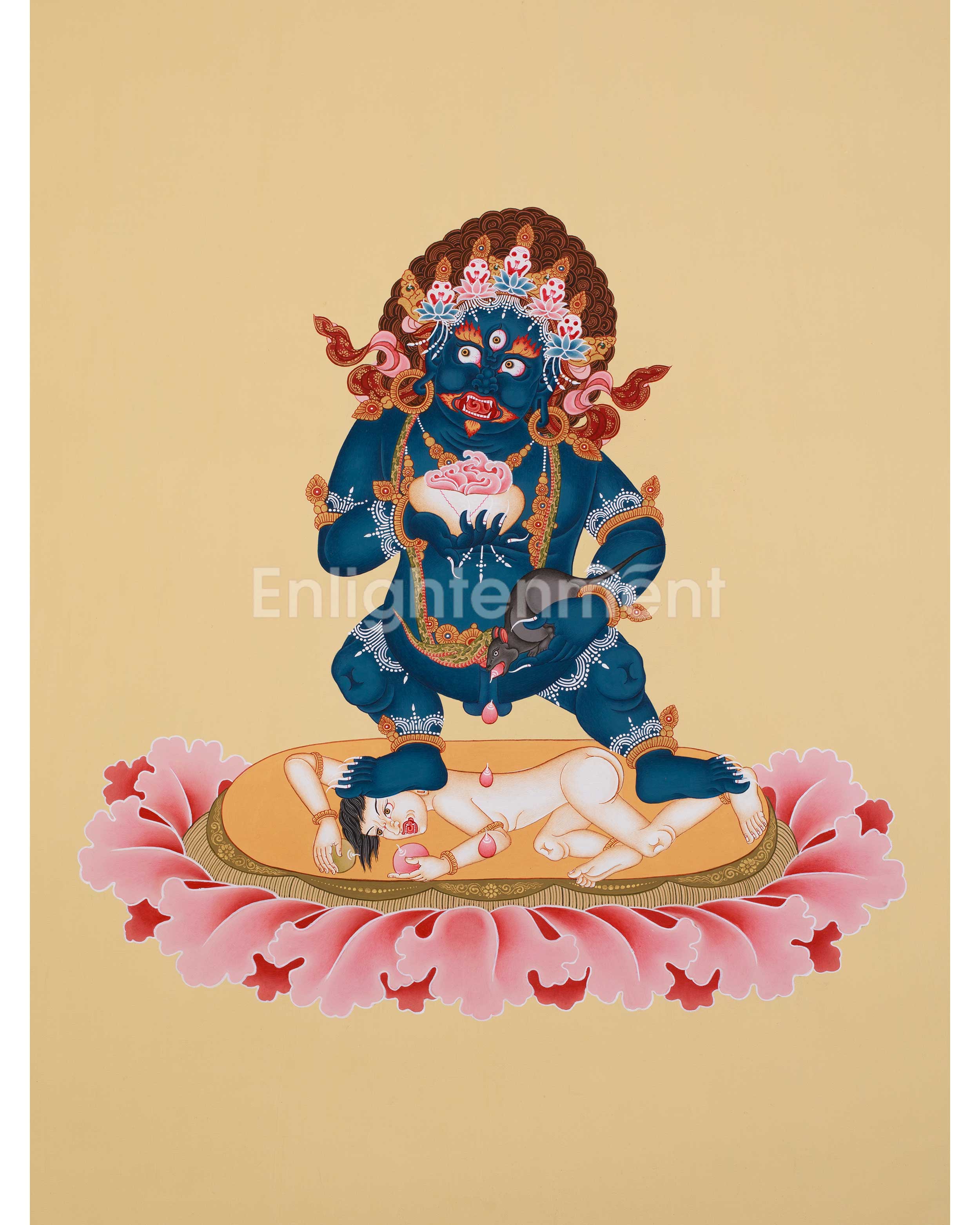 Black Kubera, Dzambhala Thangka | The Tibetan Buddhist God of Wealth