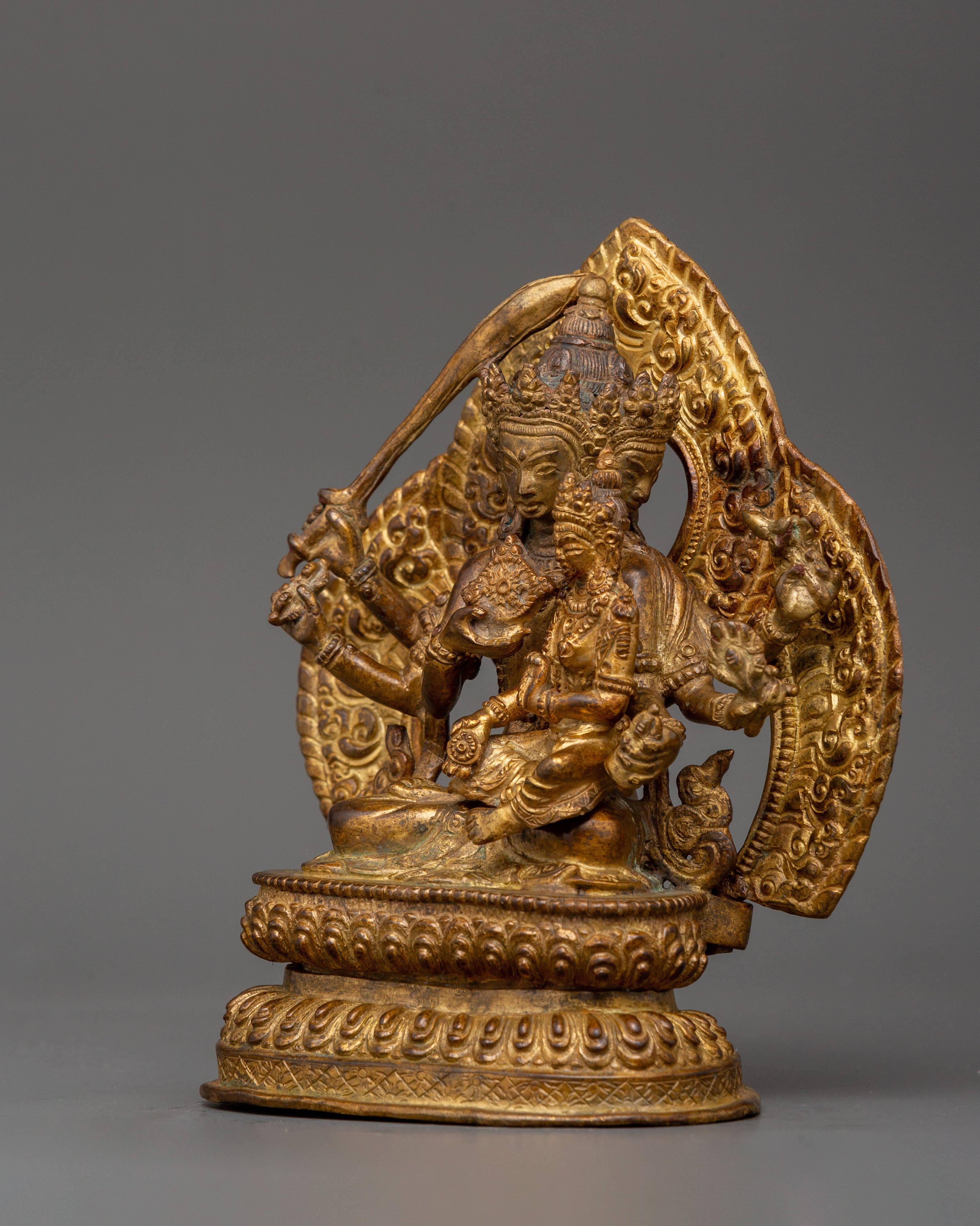 Maha Manjushri with Consort Statue | Antique Finish Craft