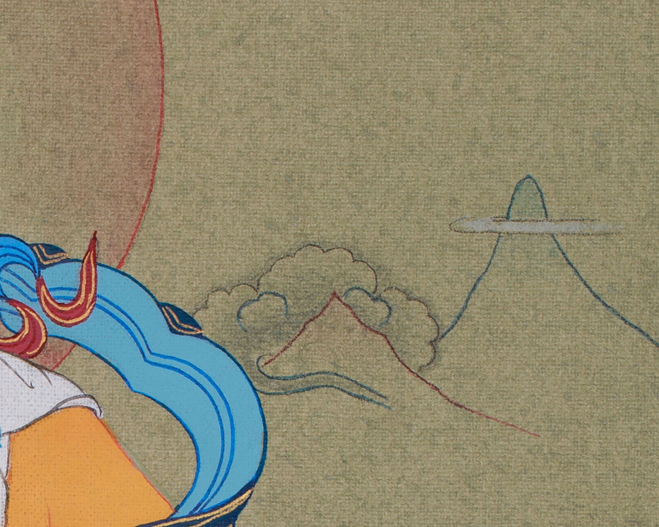 Sacred Kuber, Buddhist Wealth Deity | Dzambhala Thangka for Prosperity With Brocade