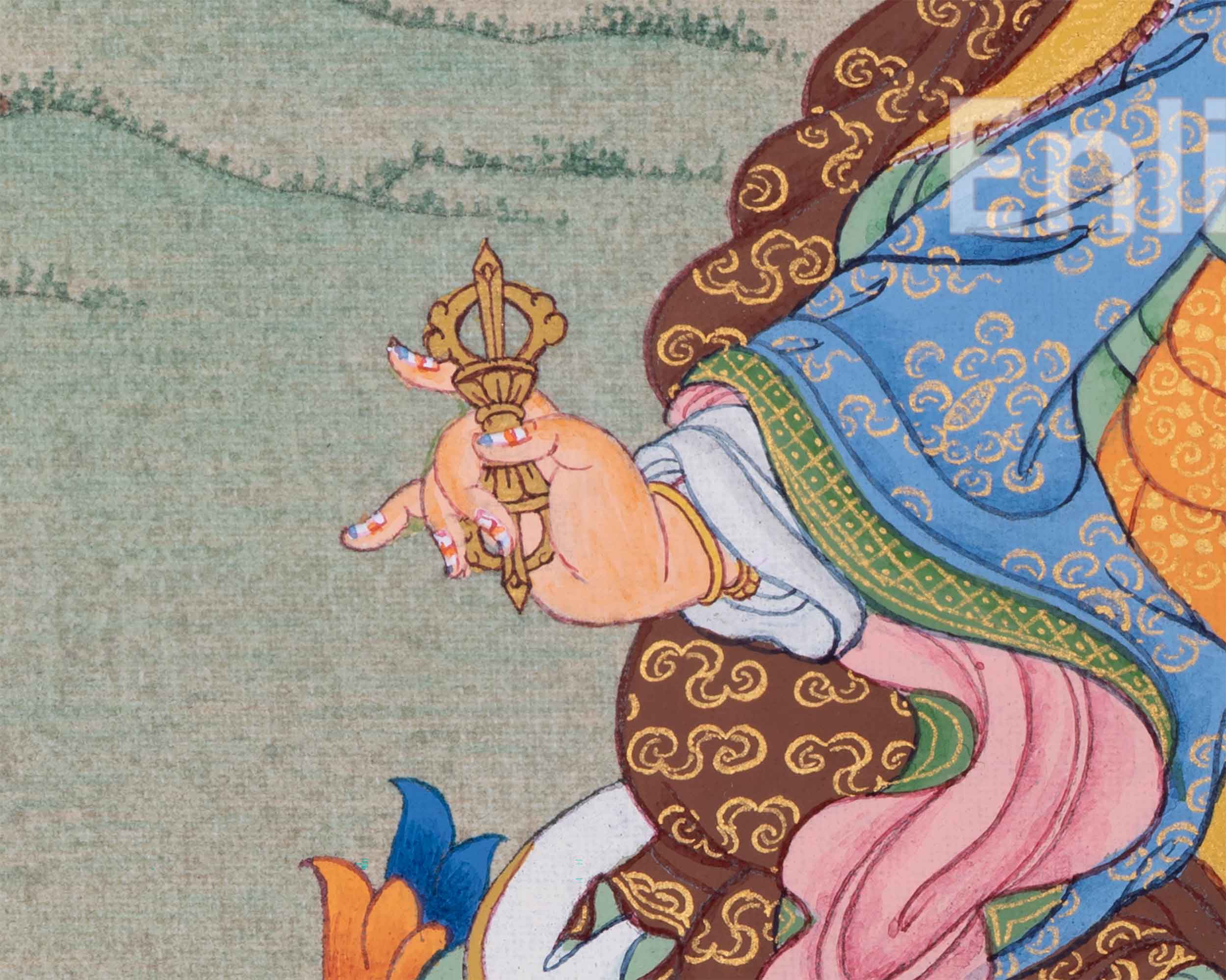 Hand Painted Guru Rinpoche Thangka | Guru Padmasambhava | Traditional Karma Gardi Style