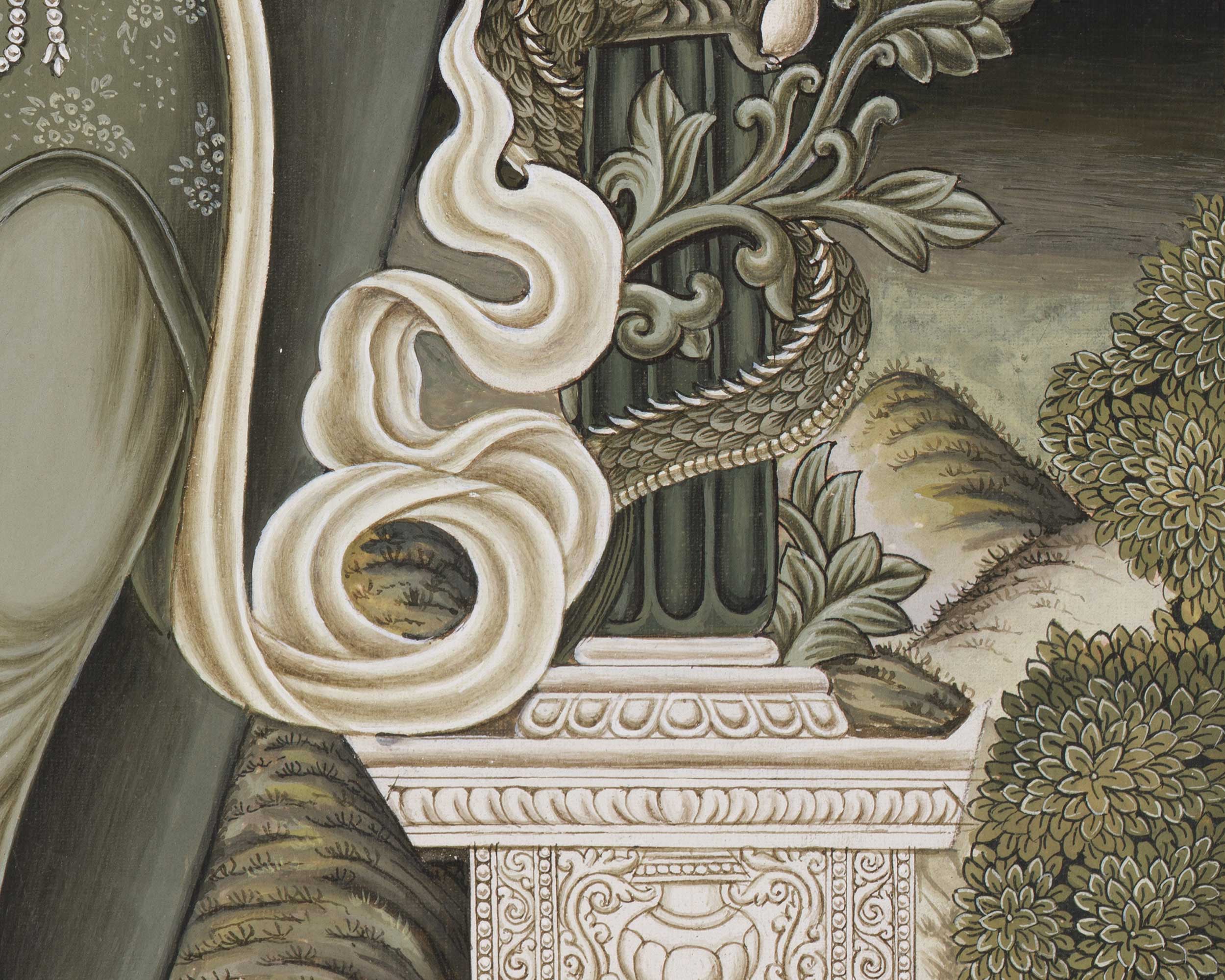 Bodhisattva of Wisdom Manjushri Thangka | A Monochrome Paubha Style Painting