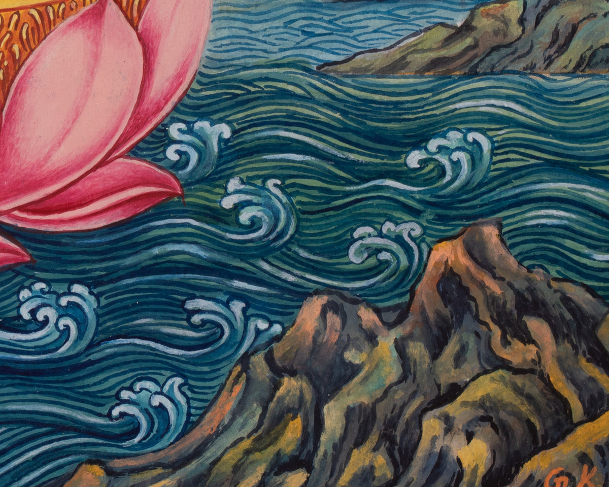 Standing White Tara Artwork | Sacred Himalayan Painting of Compassion and Longevity