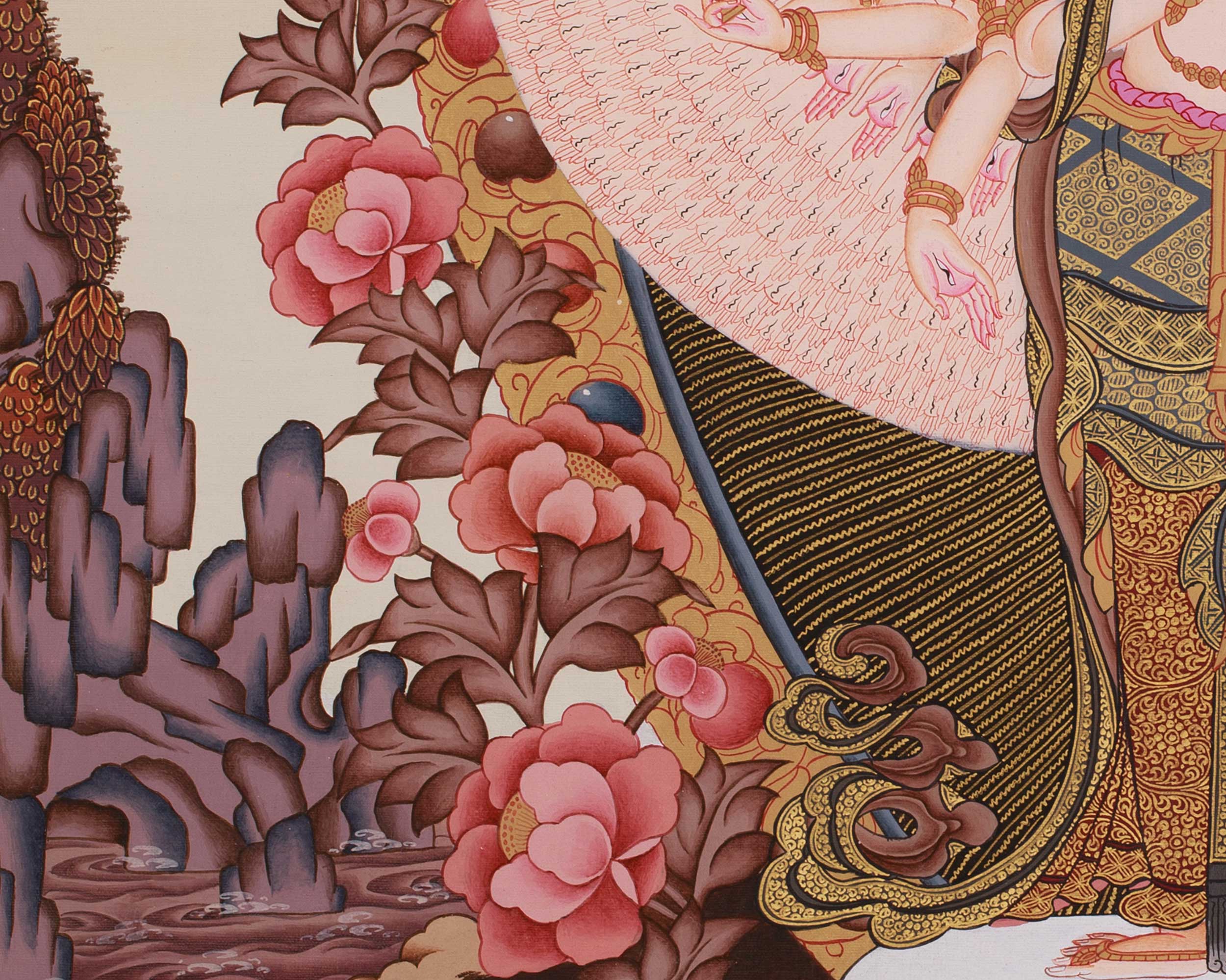 1000 Armed Chenrezig With Amitabha Thangka | Bodhisattva of Compassion