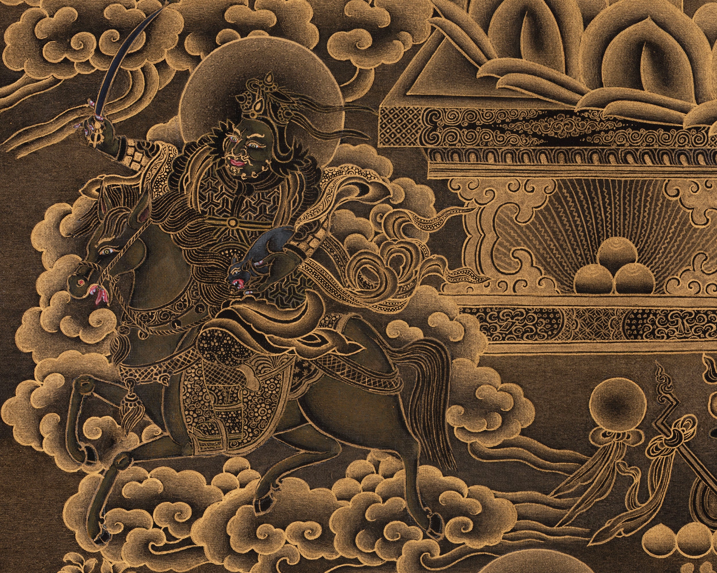 Namtoshe Wealth Deity Palace Thangka | Vaishravana Artwork | A Prominent Guardian King