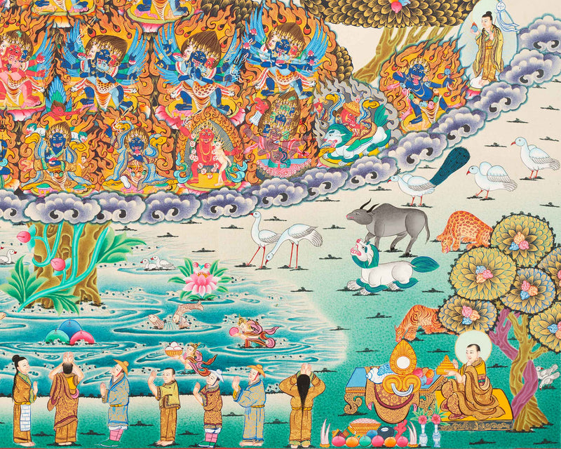 Guru Padmasambhava Giclee Print For Spiritual Room Decor | The Lotus Born Master Rinpoche Thangka