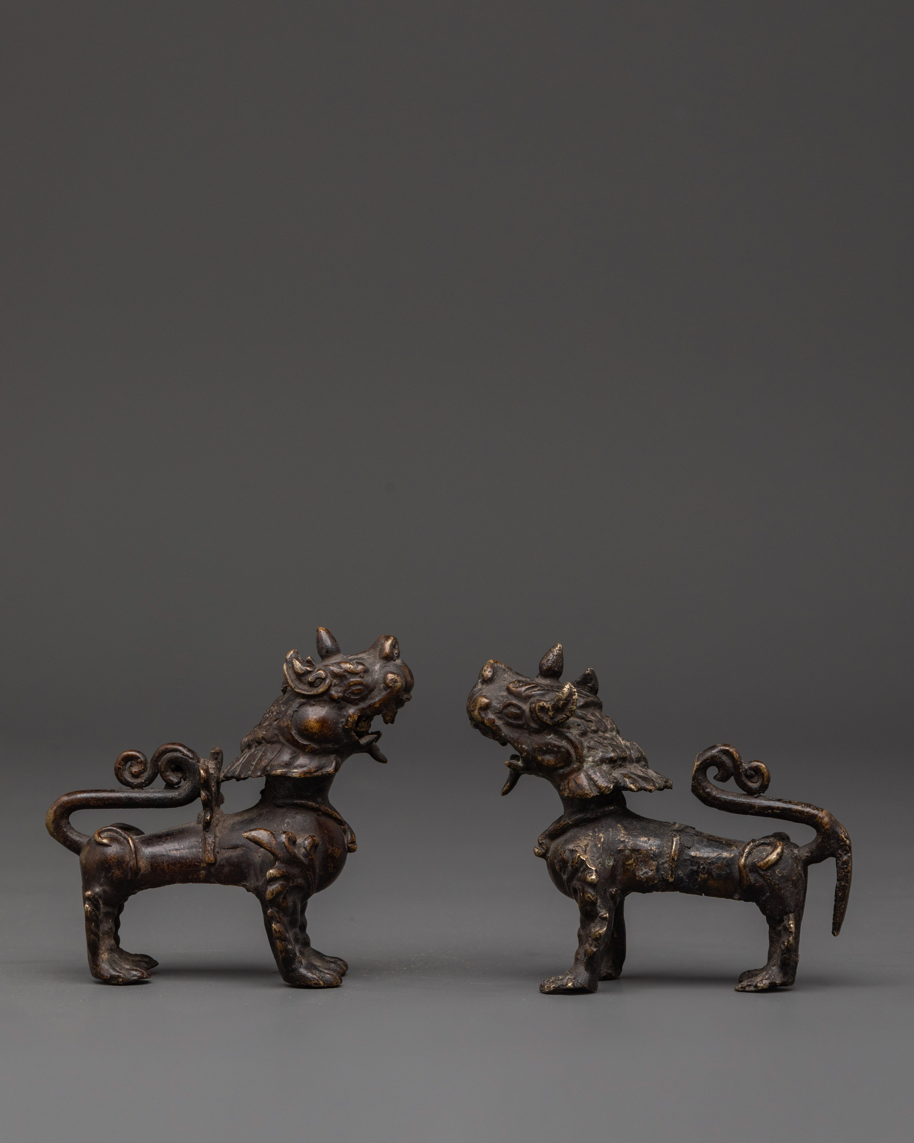 Handcrafted Bronze Lion Set