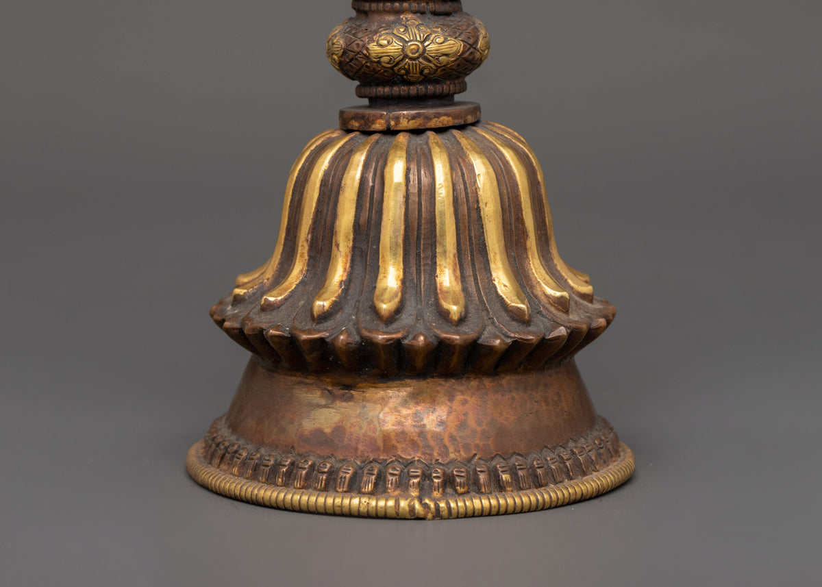 Handcrafted Newari Artifact | Traditional Copper Mirror with Gold Plating