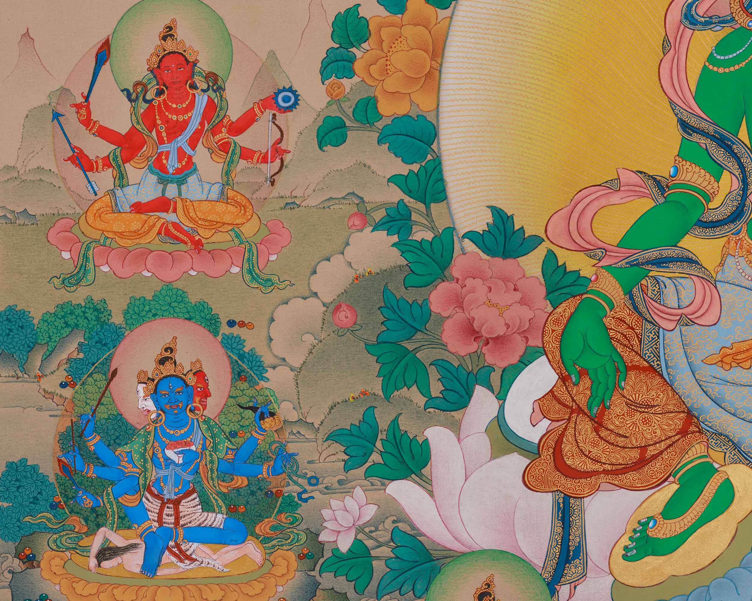 Traditional Thangka of 21 Tara | Compassion and Swift Protection