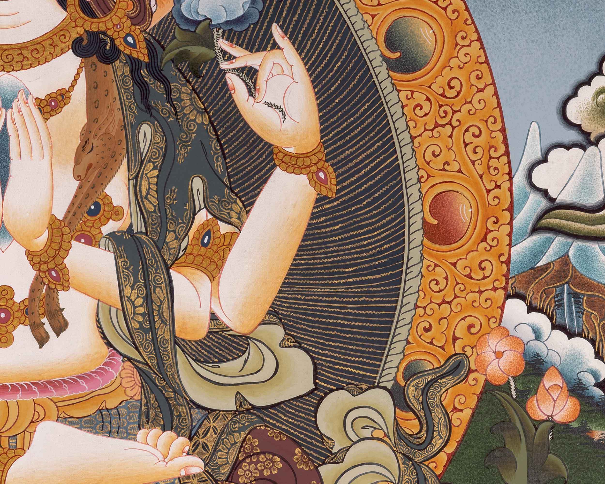 Bodhisattva Four-Armed Chenrezig Thangka | Embodying the Compassion of Avalokiteshvara