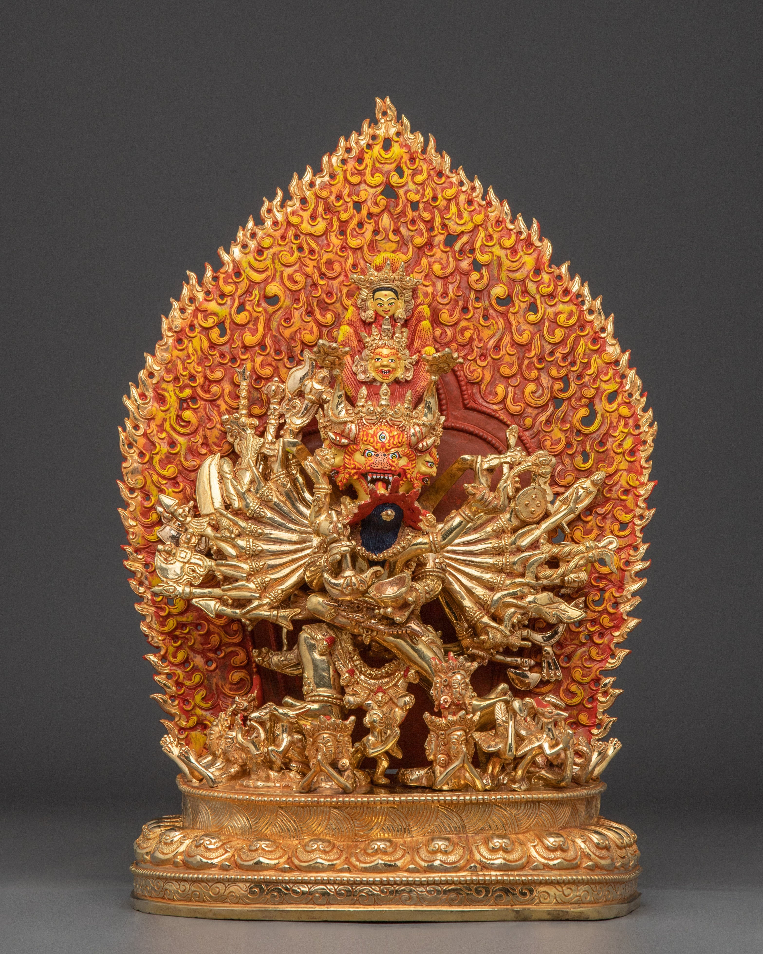 Yamantaka statue in 24K gold gilded