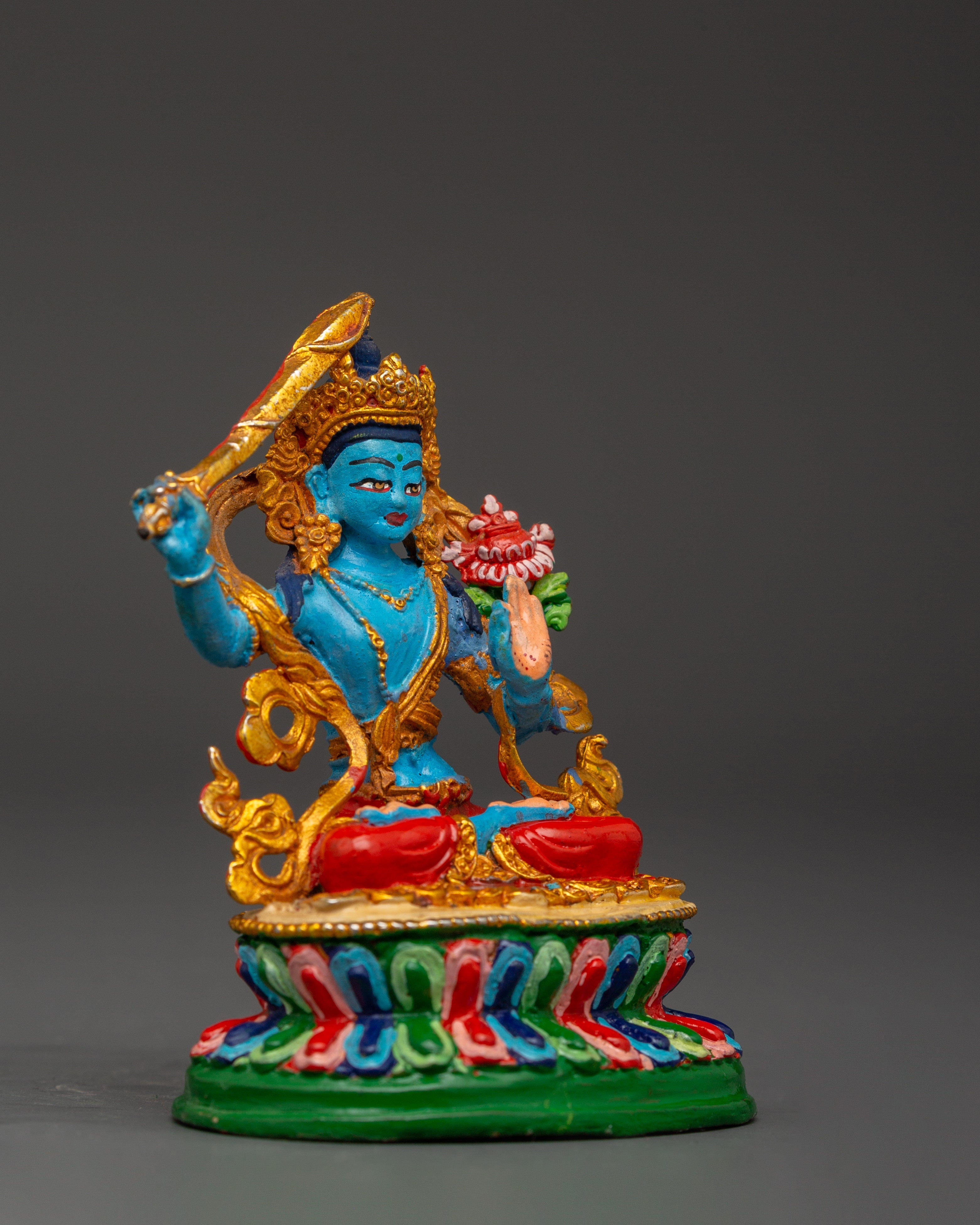 Manjushri Gold Plated Idol | Home Decor