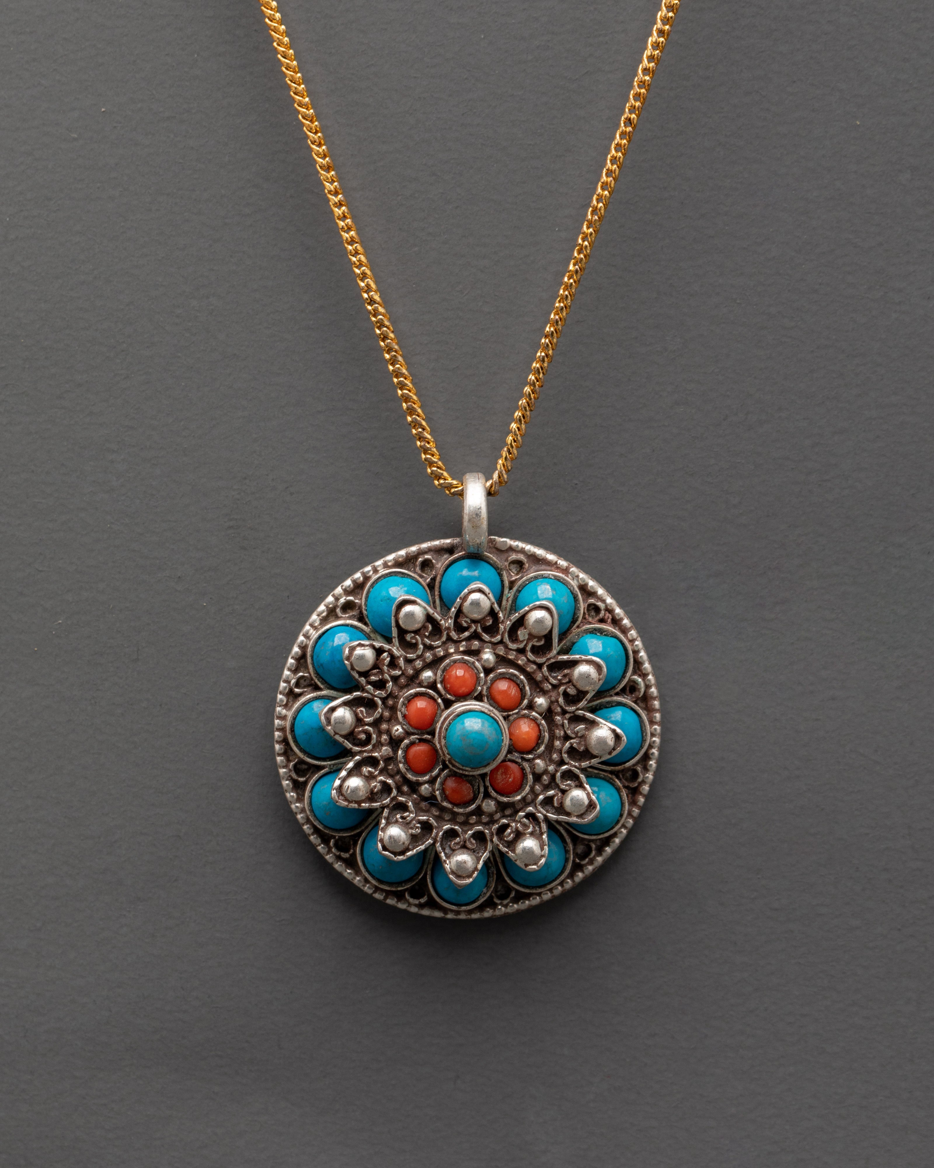 coral-turquoise-round-pendant