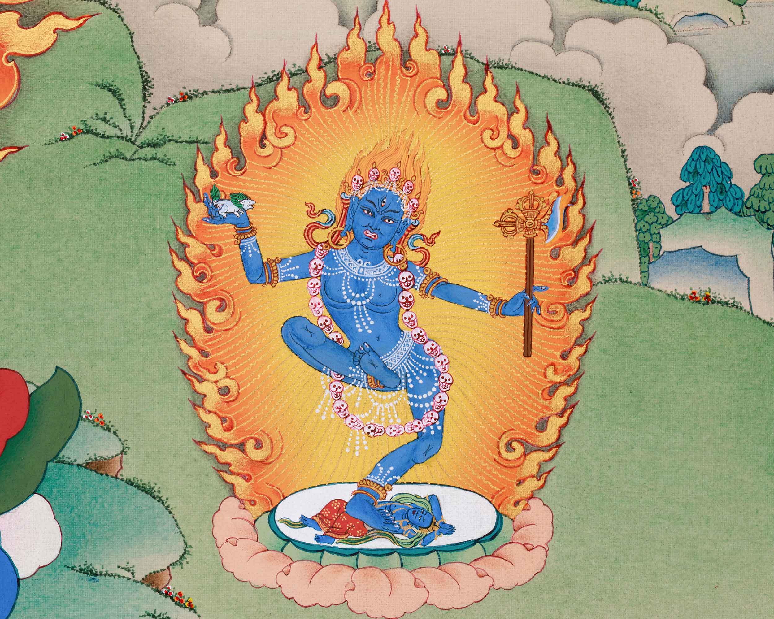 Wrathful Deity Hevajra Thangka Print | Great Compassion and Enlightened Wisdom