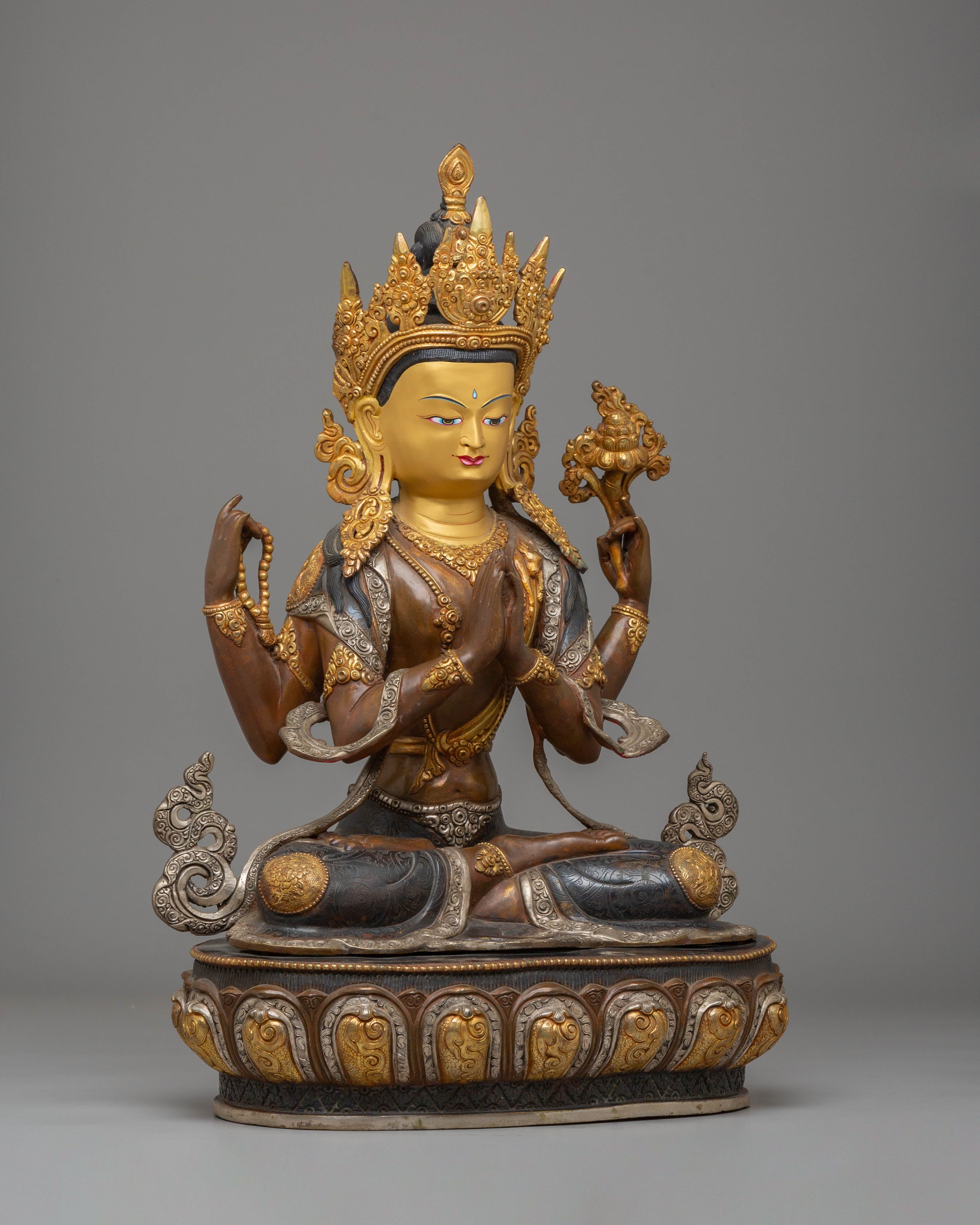 Handcrafted Buddhist Chenrezig Statue | Tibetan Buddhist Deity