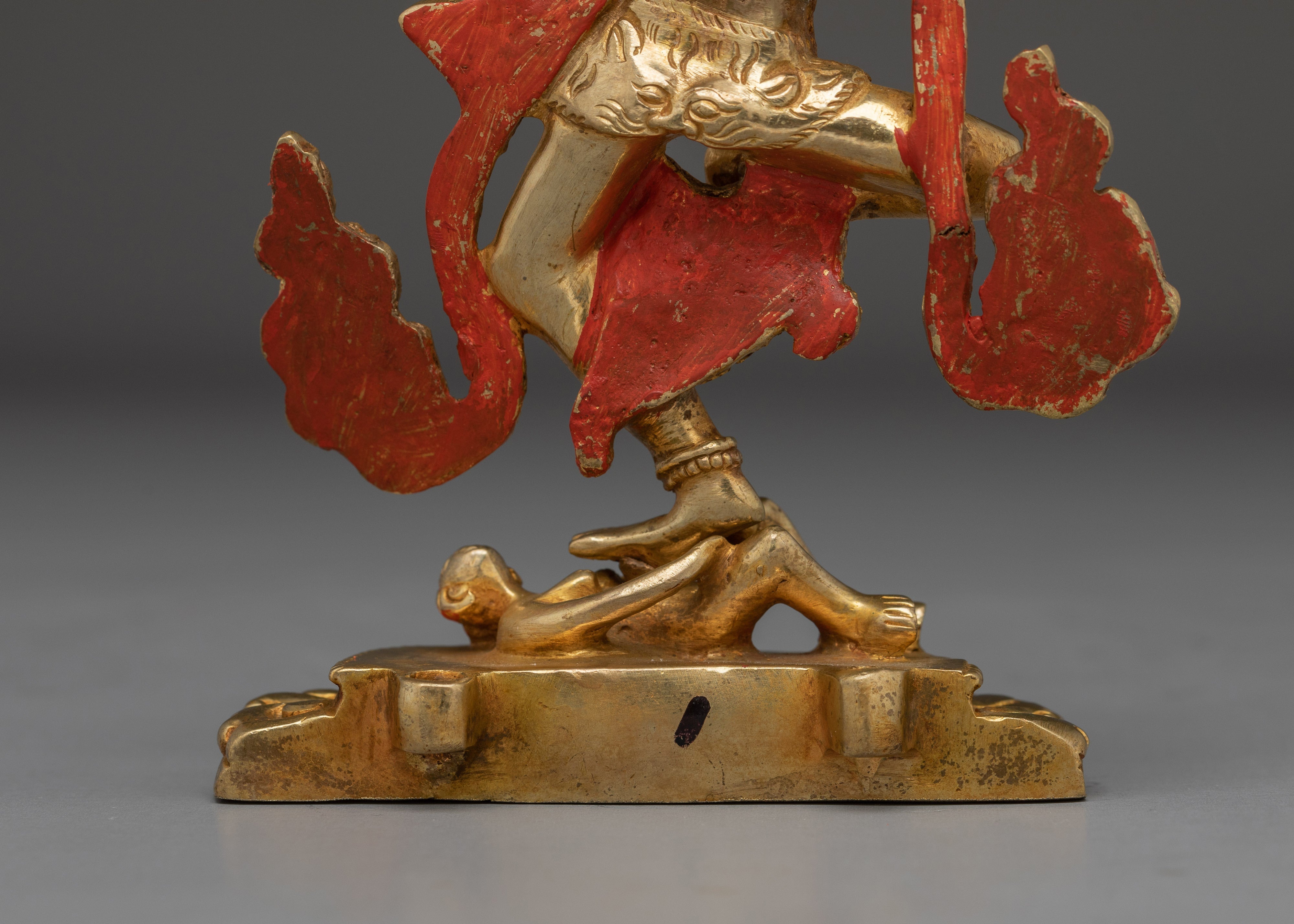 Handcrafted Simhamukha Gold Gilded Statue | Powerful Protector and Symbol of Strength