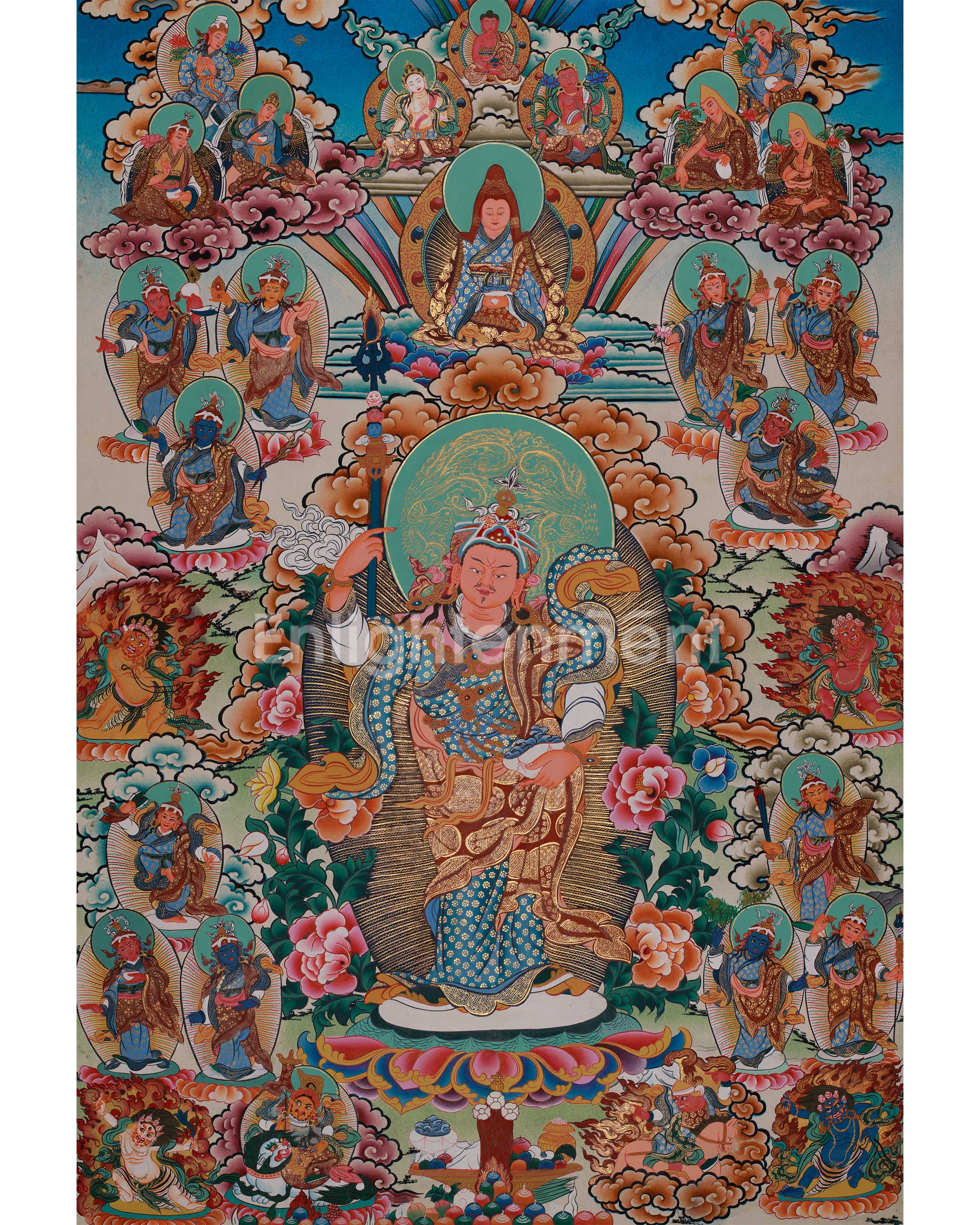 Standing Guru Rinpoche Thangka | Embodiment of Wisdom, Power, and Protection