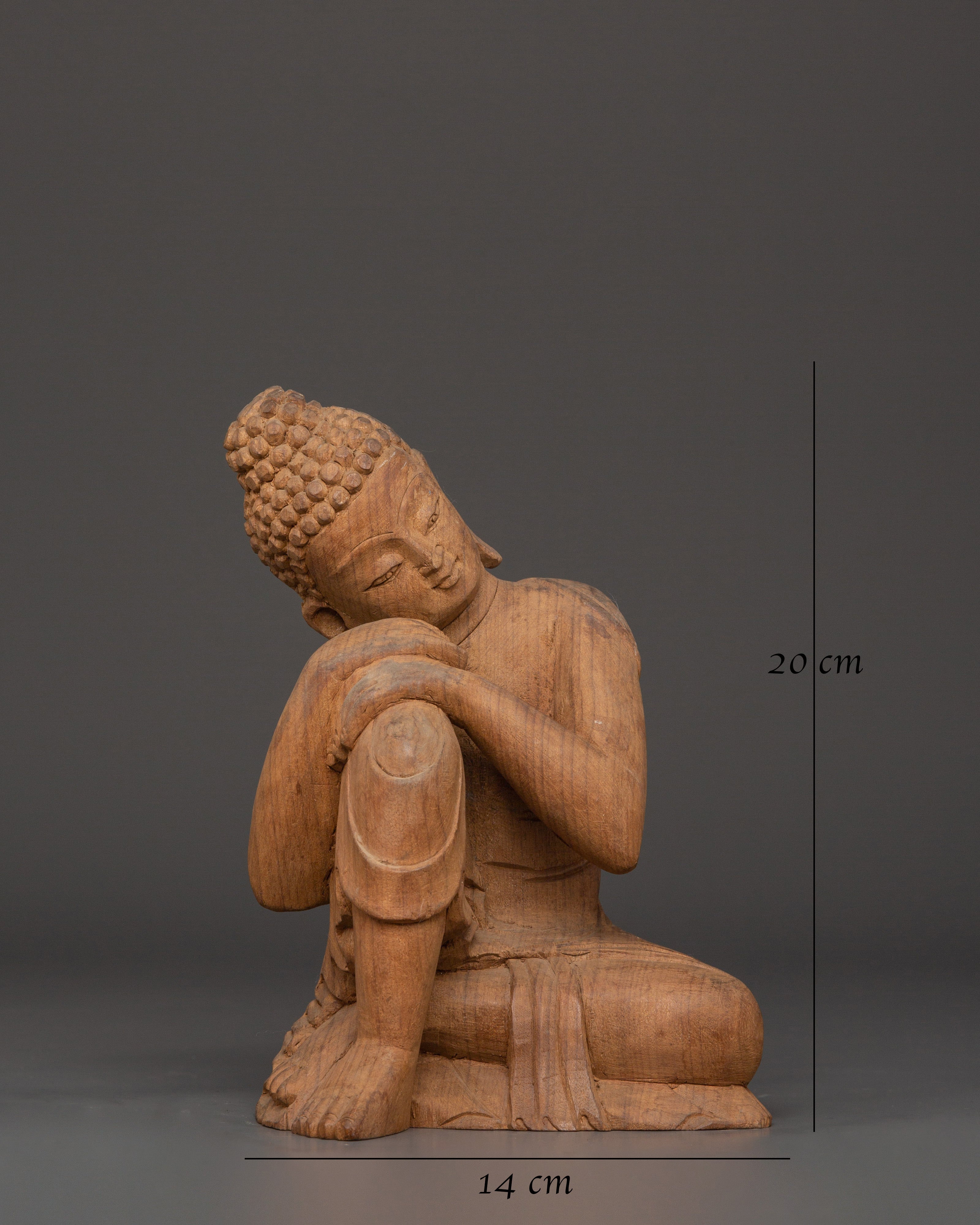 Handmade Wooden Buddha Statue for Meditation and Spiritual Decor
