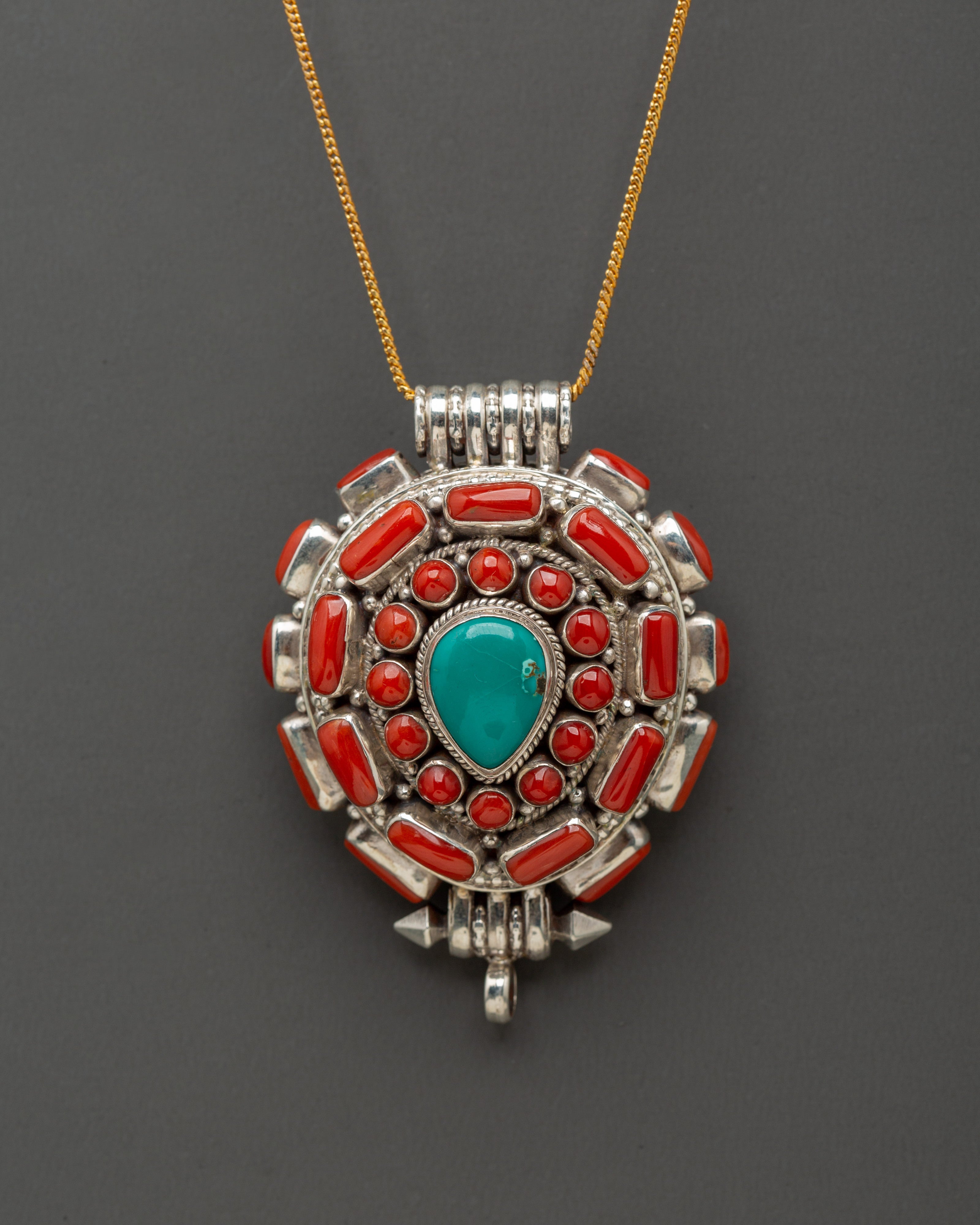 Turquoise coral pendant