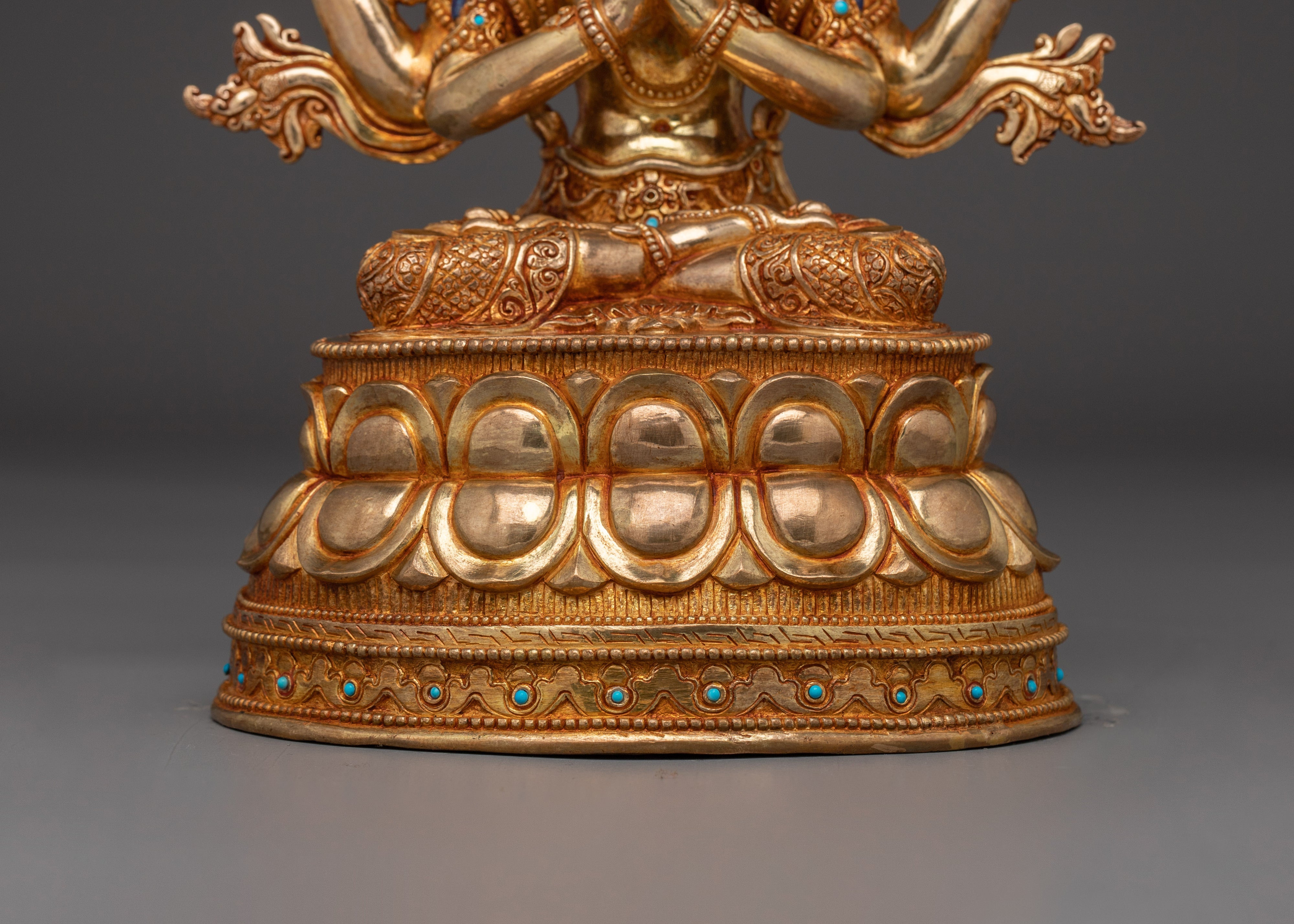 24K Gold Gilded Copper Avalokiteshvara Sculpture | A symbol of infinite compassion