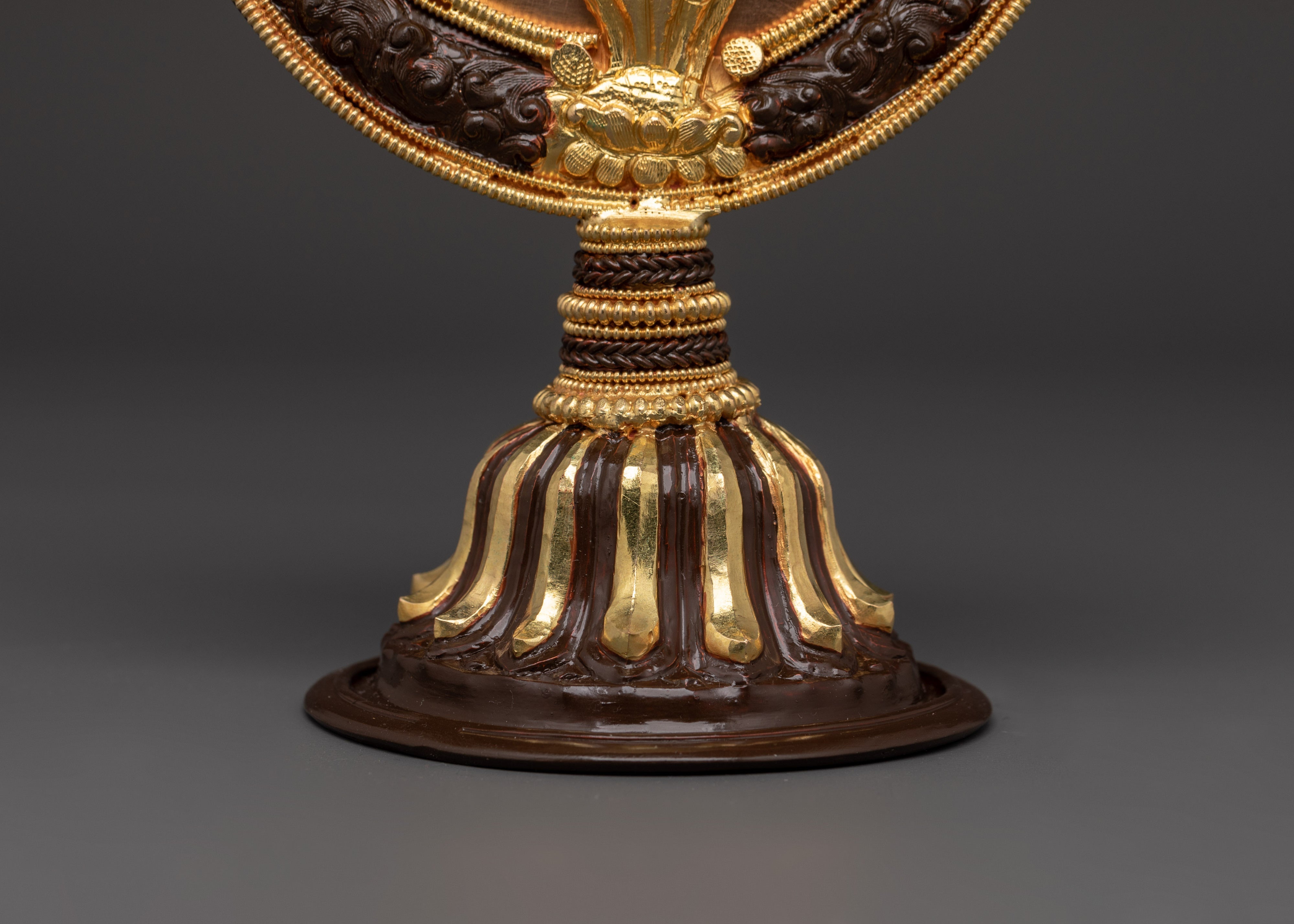 Tibetan Buddhist Ritual Mirror | Handmade Gold-Plated Copper Melong