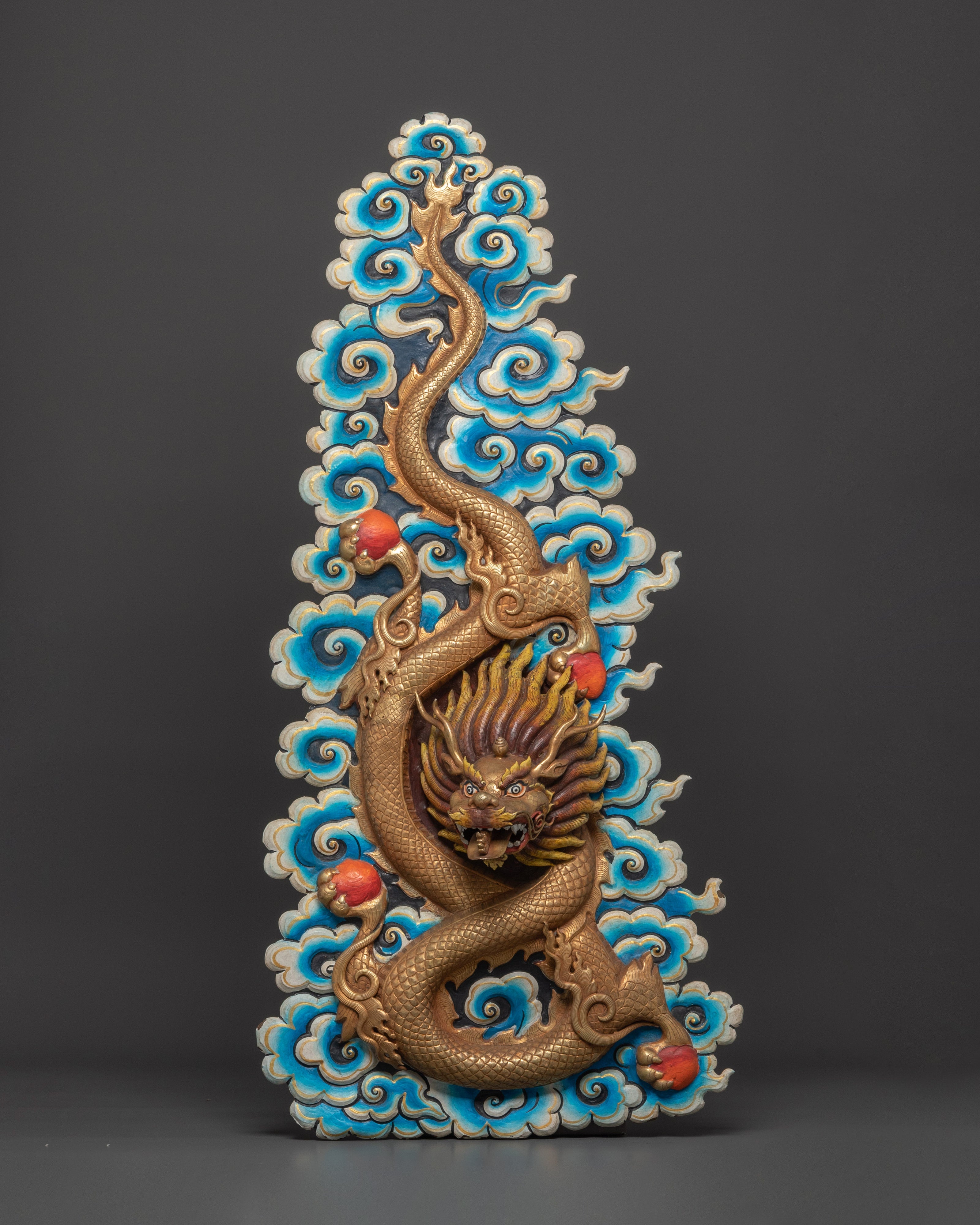 Handcrafted Dragon Wall Hanging | Intricate Cloud & Fire Design for Unique Home Decor