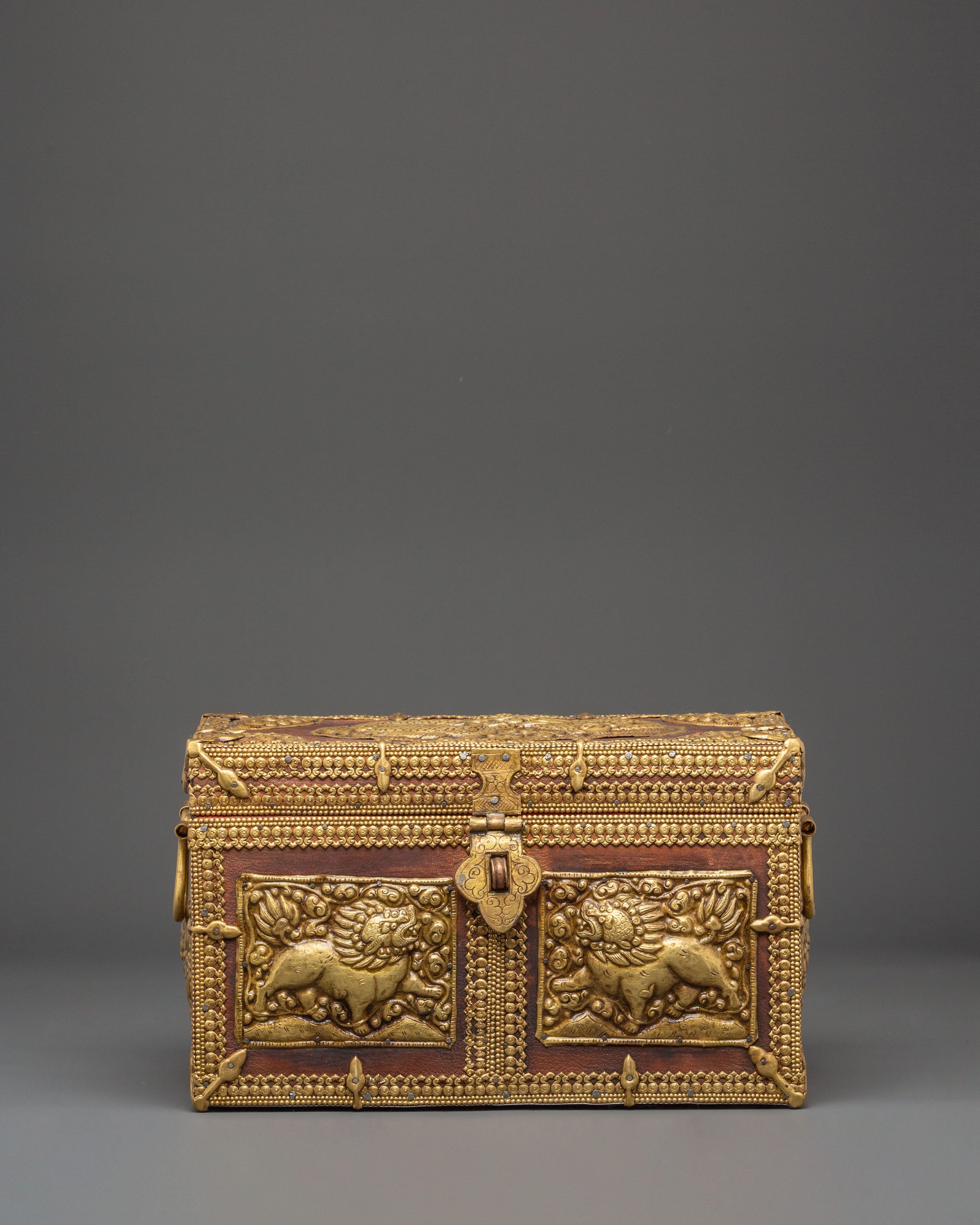 Tibetan Buddhist Box | Box with Guardian Lion Motifs